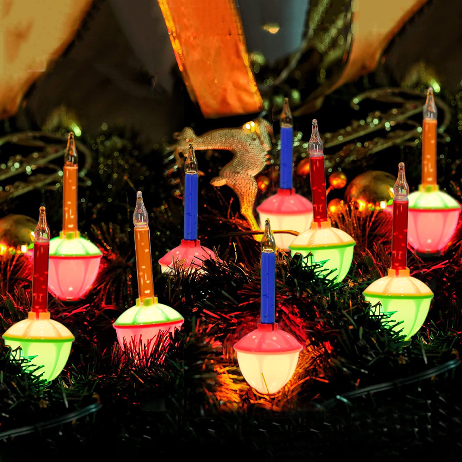Sunsgne Christmas Bubble Lights  8.8Ft Vintage Bubble Lights With 10 Multicolor Bubble Bulbs(1 Spare) For Holiday Christmas Tree Lighting  E12 Base  Green Wire