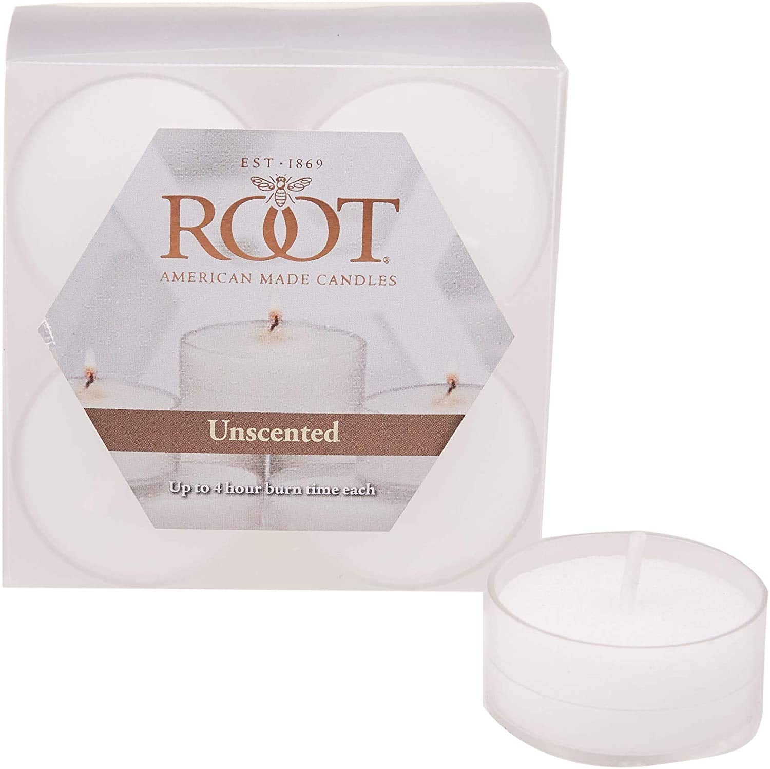 Root Candles 131015 Unscented Beeswax Blend Tealight Candles In Clear Cups, 8-Count