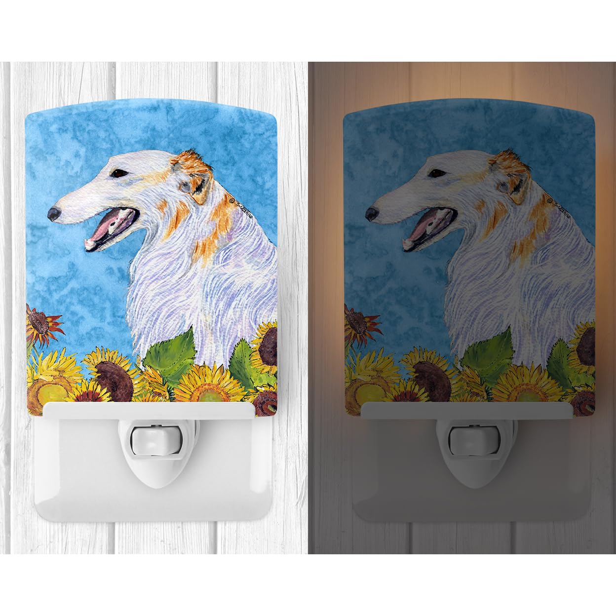 Carolines Treasures Ceramic Night Light, Borzoi in Summer Flowers, UL-Certified, 6x4x3 inches, Multicolor, Model SS4244CNL