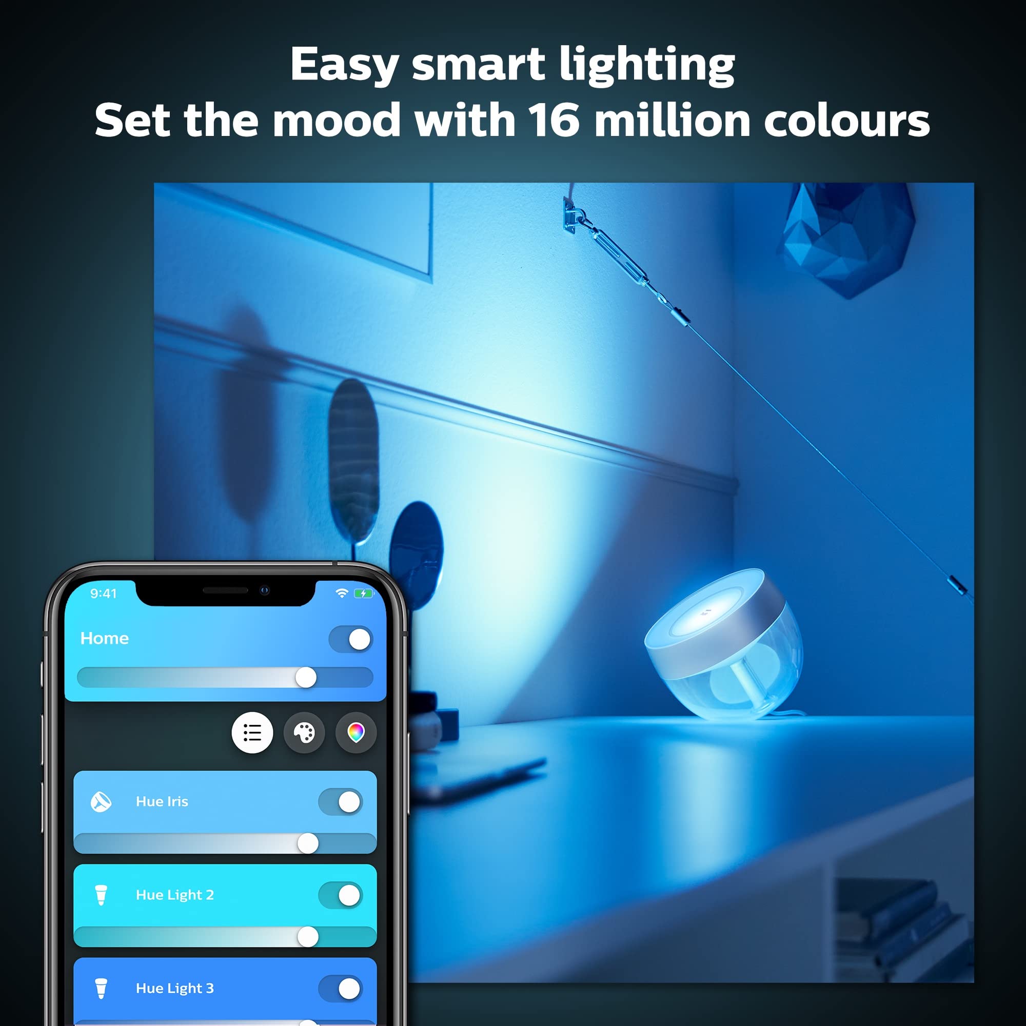 Philips Hue Iris Smart Table Lamp, Silver - White And Color Ambiance Led Color-Changing Light - 1 Pack - Control With Hue App -