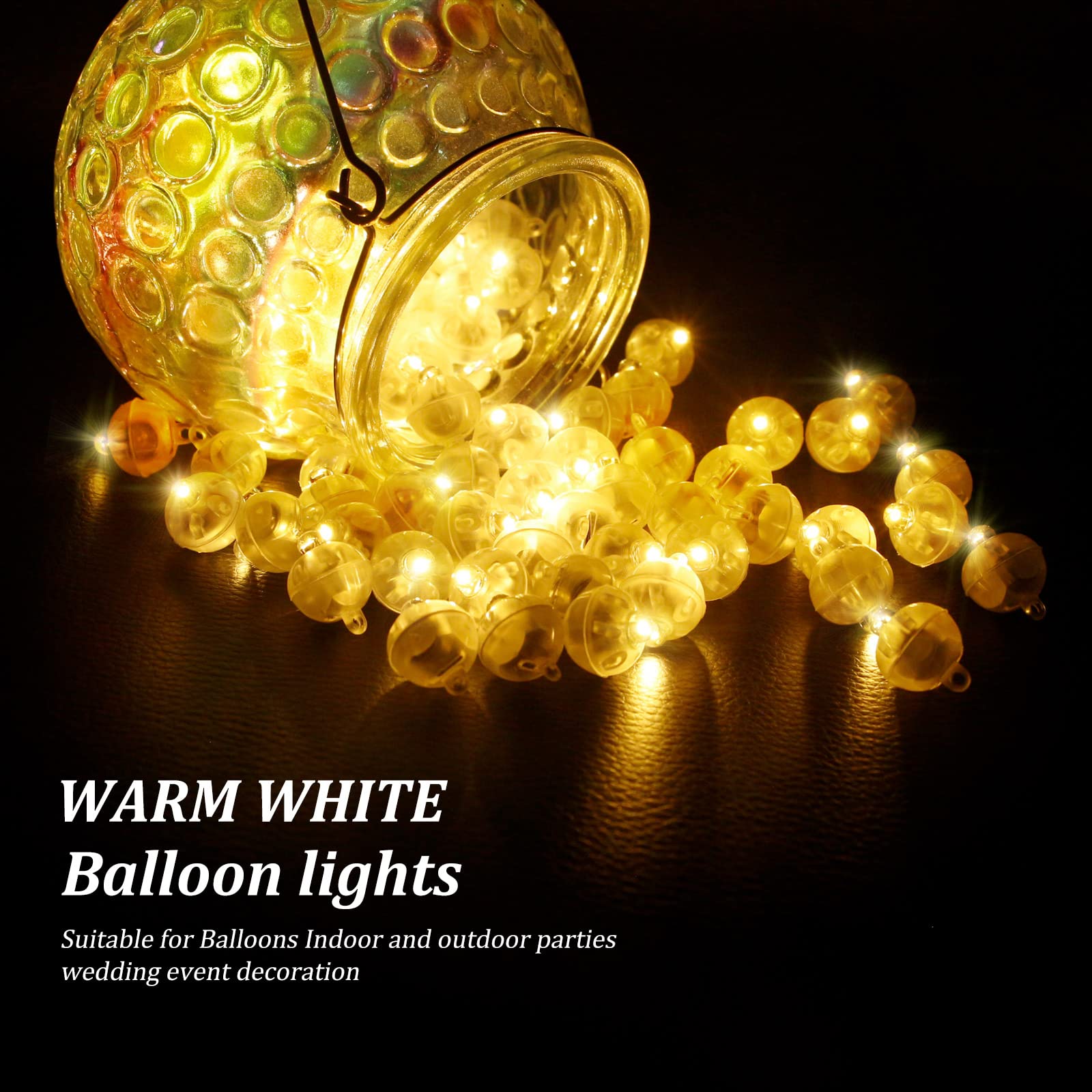 100 Pcs Warm White Easter Egg Lights With Loop For Hanging, Mini Ball Lights Led For Paper Lanterns, Vases, Birthday Party, Even