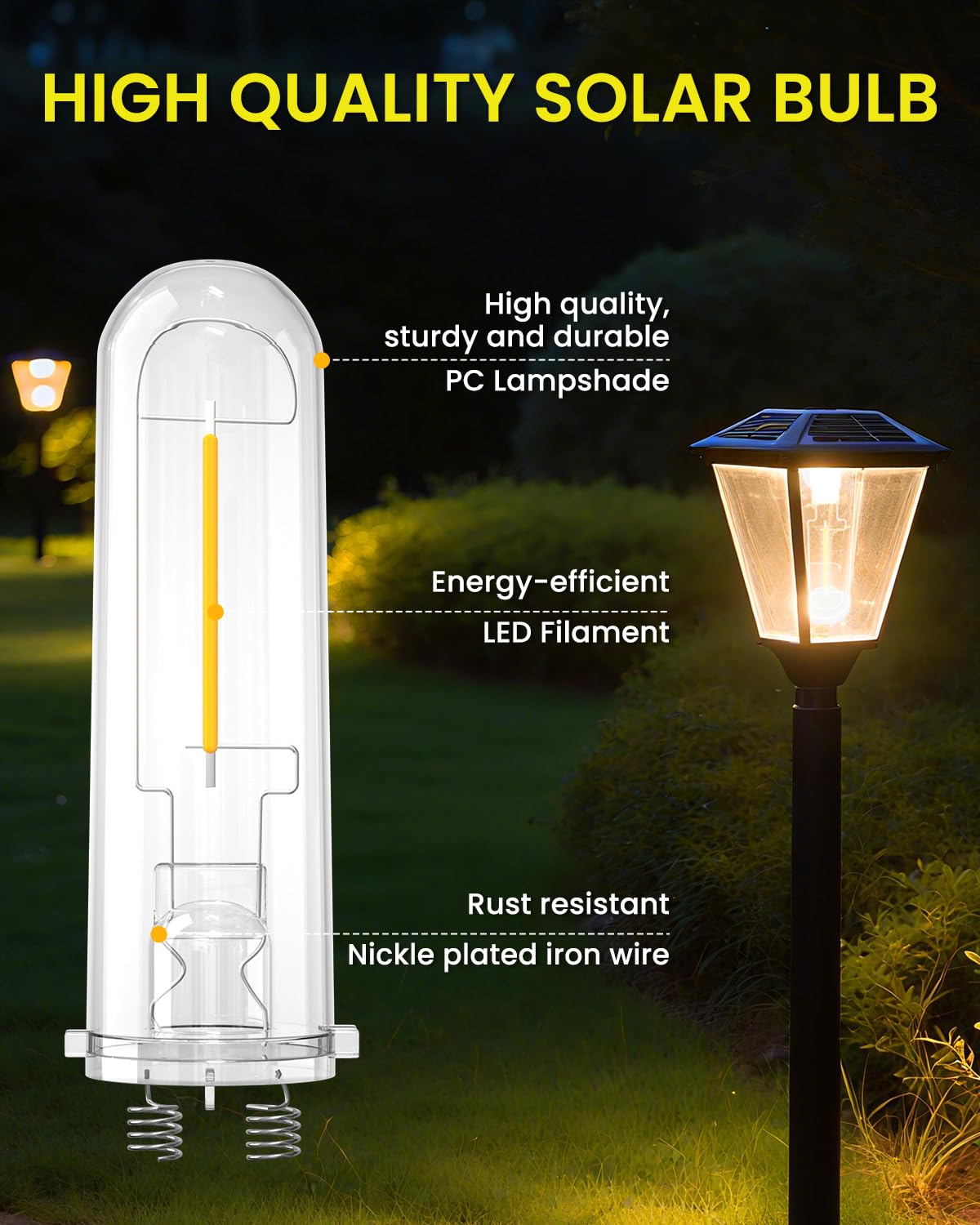 Trustwheel Outdoor Solar Light Bulb Replacement - 2 Pack Warm White 3000K Solar Garden Light Bulbs Dc 3V 0.5W Hampton Bay Replacement Bulb For Lanscape Garden Yard Patio Walkway Lighting