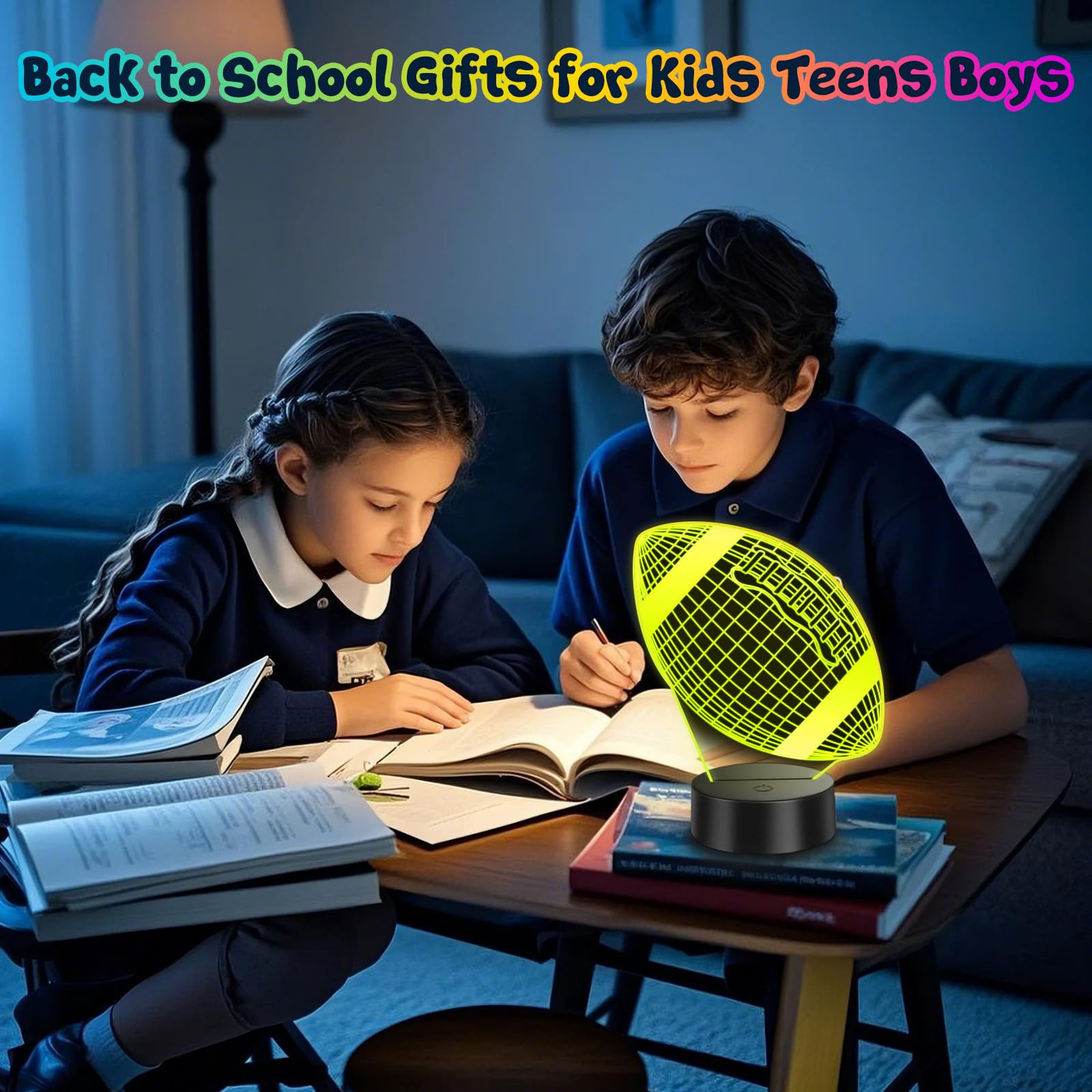 Linkax Football Gifts Stocking Stuffers For Kids Teens Boys Girls  Rugby 3D Illusion Night Light Christmas Gifts For Kids  6 7 8 9 10 11 12 13 Year Old Birthday Presents Room Decor  Toys For Ages 8-13