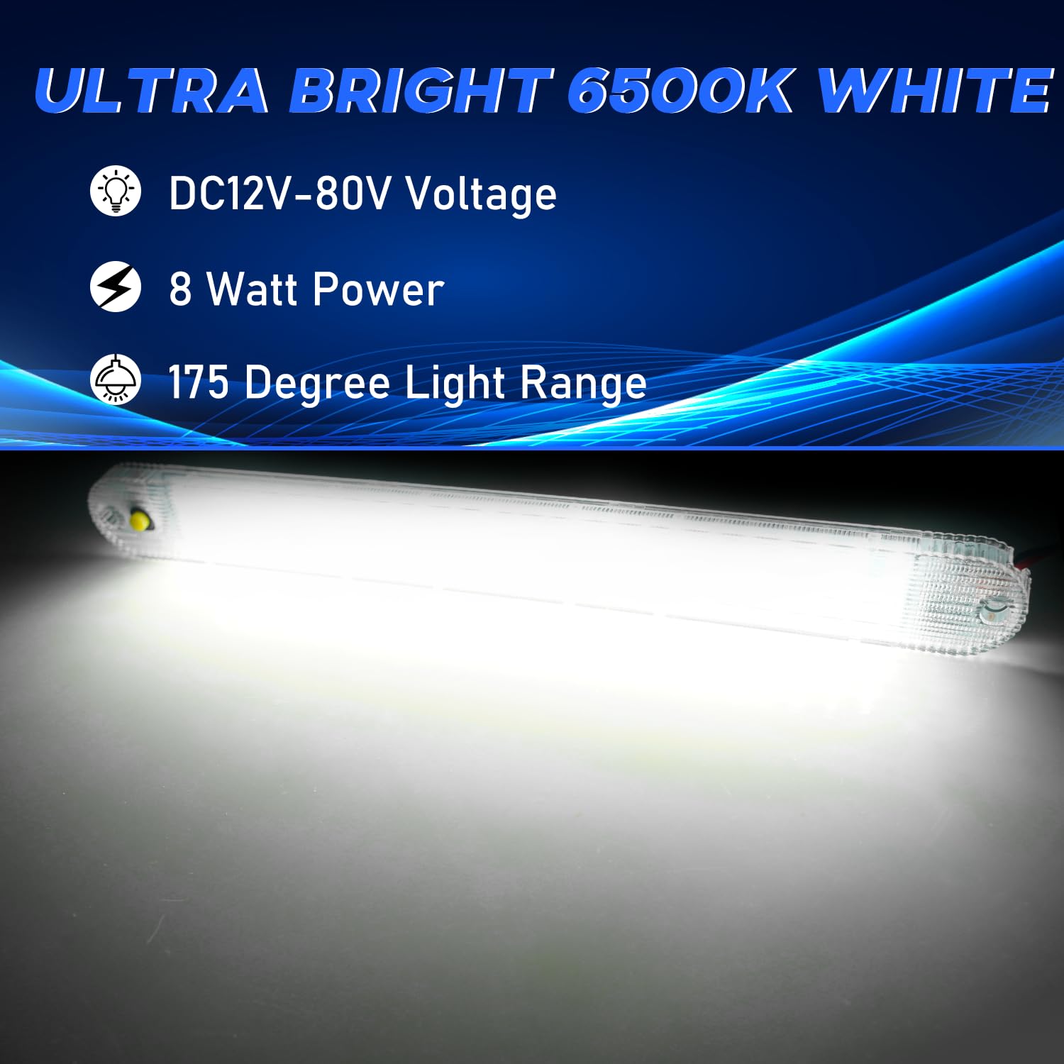 GZ5CG 12V LED Interior Light Bar, 72 LEDs, 11 Inch, White, Aluminum, 8 Packs, Model CE0061 for Trailers, RVs, Vans,