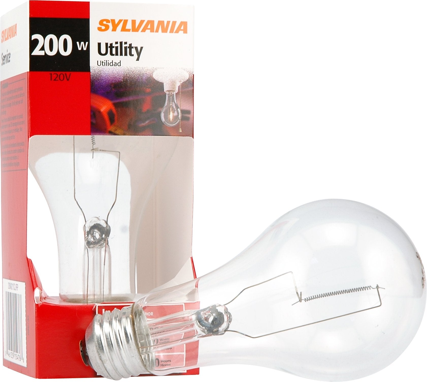 SYLVANIA 200W Incandescent A21 Utility Light Bulb, 3880 Lumens, 2850K, Medium Base, Clear, Warm White, 1 Pack (Model 154