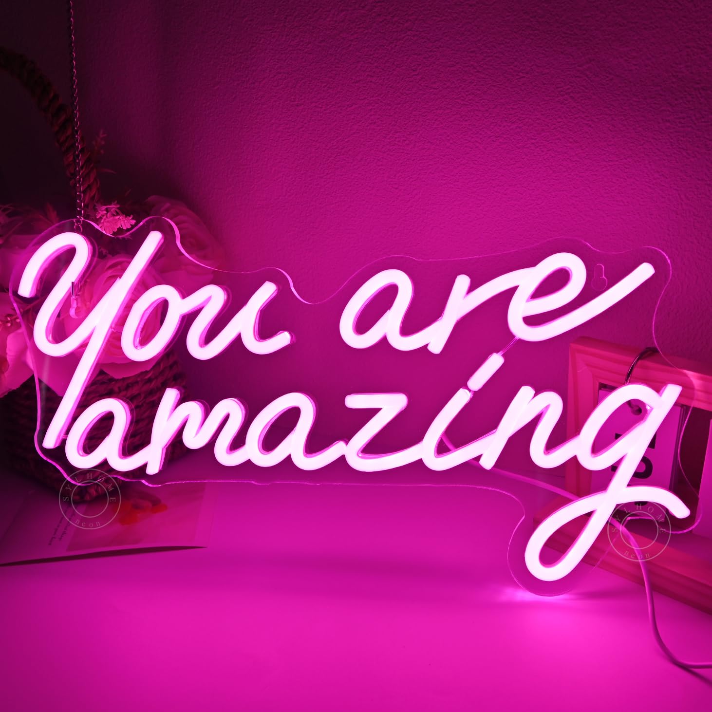 SYLHOME LED Neon Light Sign - Pink You Are Amazing, Acrylic, 15.75in X 8.94in, Kids Room Decor, Wall Art for Parties and Gifts