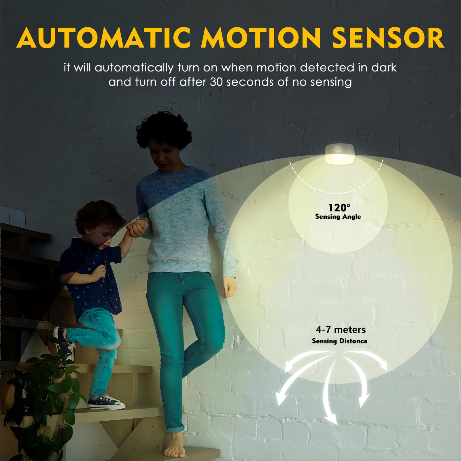 Sossi Motion Sensor Night Light Plug In 4 Pack,10-60Lm Stepless Dimming,3 Light Modes With Memory, Smart Night Lights Plug Into