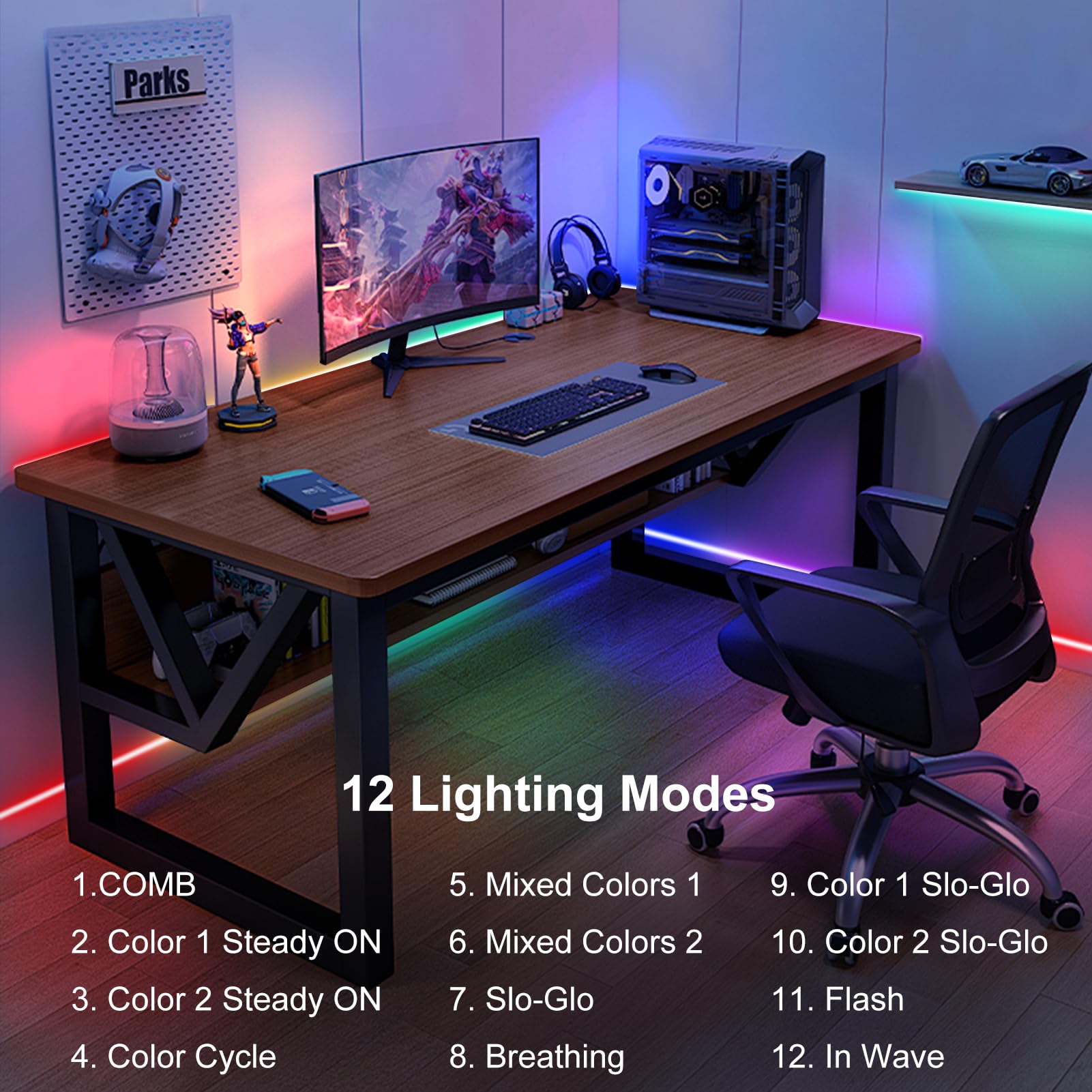 echosari LED Strip Lights, 10Ft Dual Color Changing, Remote Control, Battery Operated, Warm White & Multicolor, Cuttable Adhesive Lights