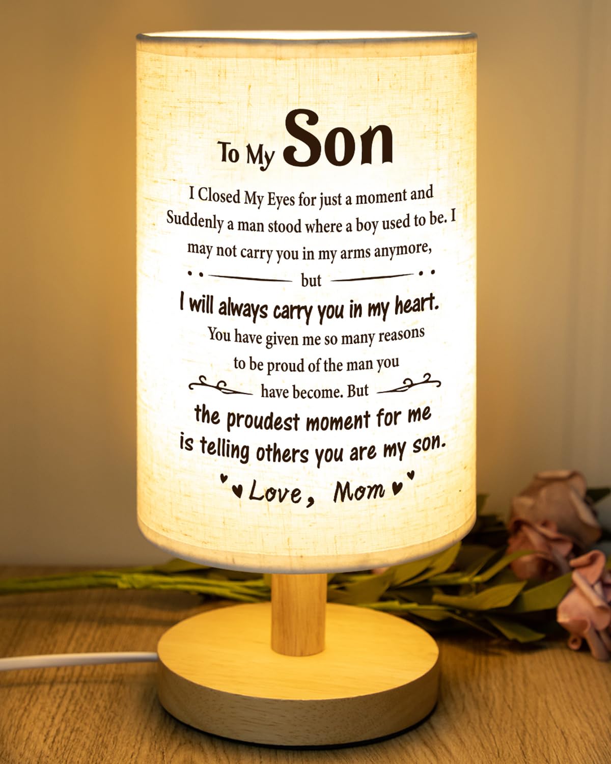 Souhoney Graduation Son Gifts From Mom, Desk Bedside Lamp Gifts For Son Birthday From Mom, Son Adult 18Th 21St Birthday Gifts, B