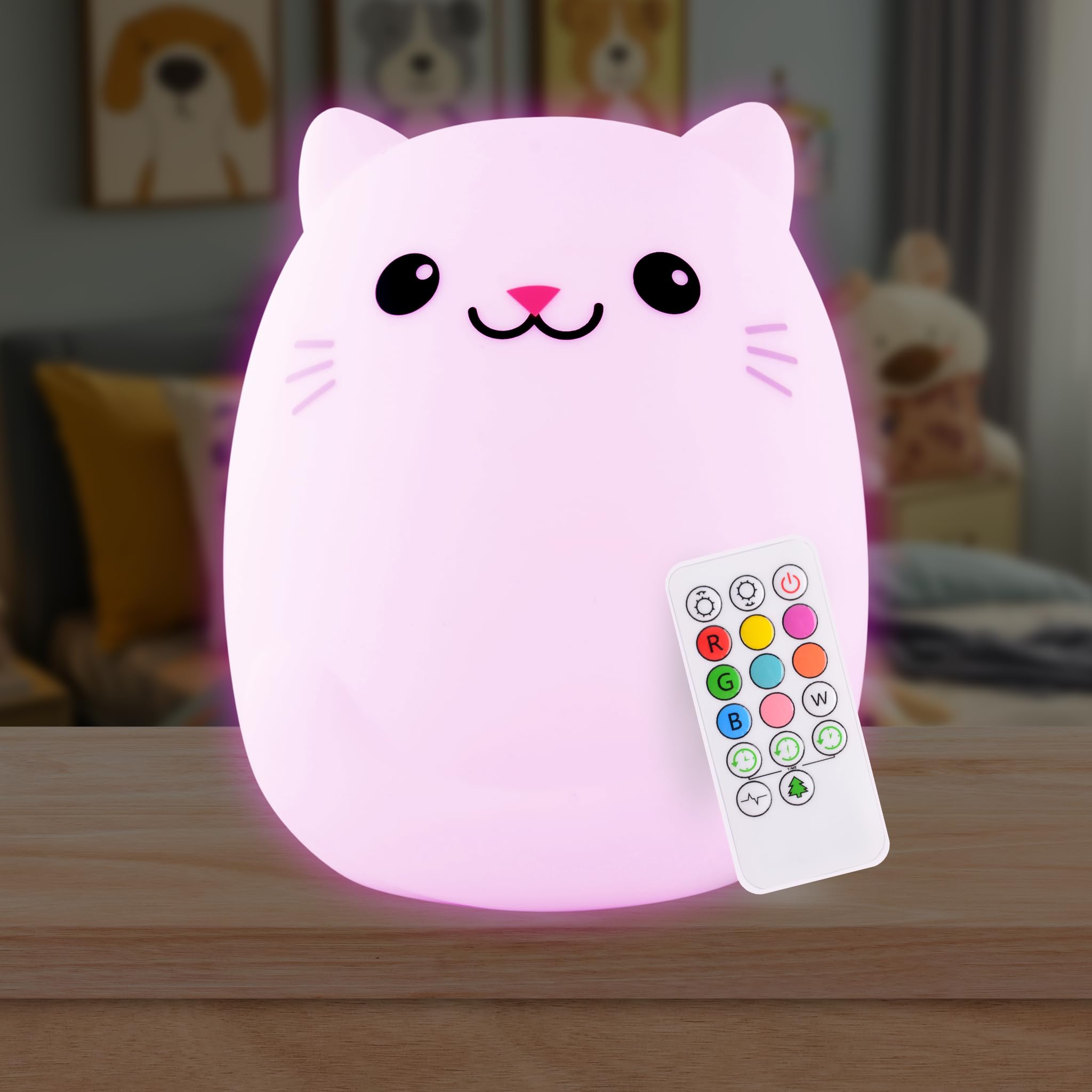 Lumipets Night Light Kids Lamp, Rechargeable Multicolor Silicone Cat Night Light, Model Lumipets13 For Girls Room