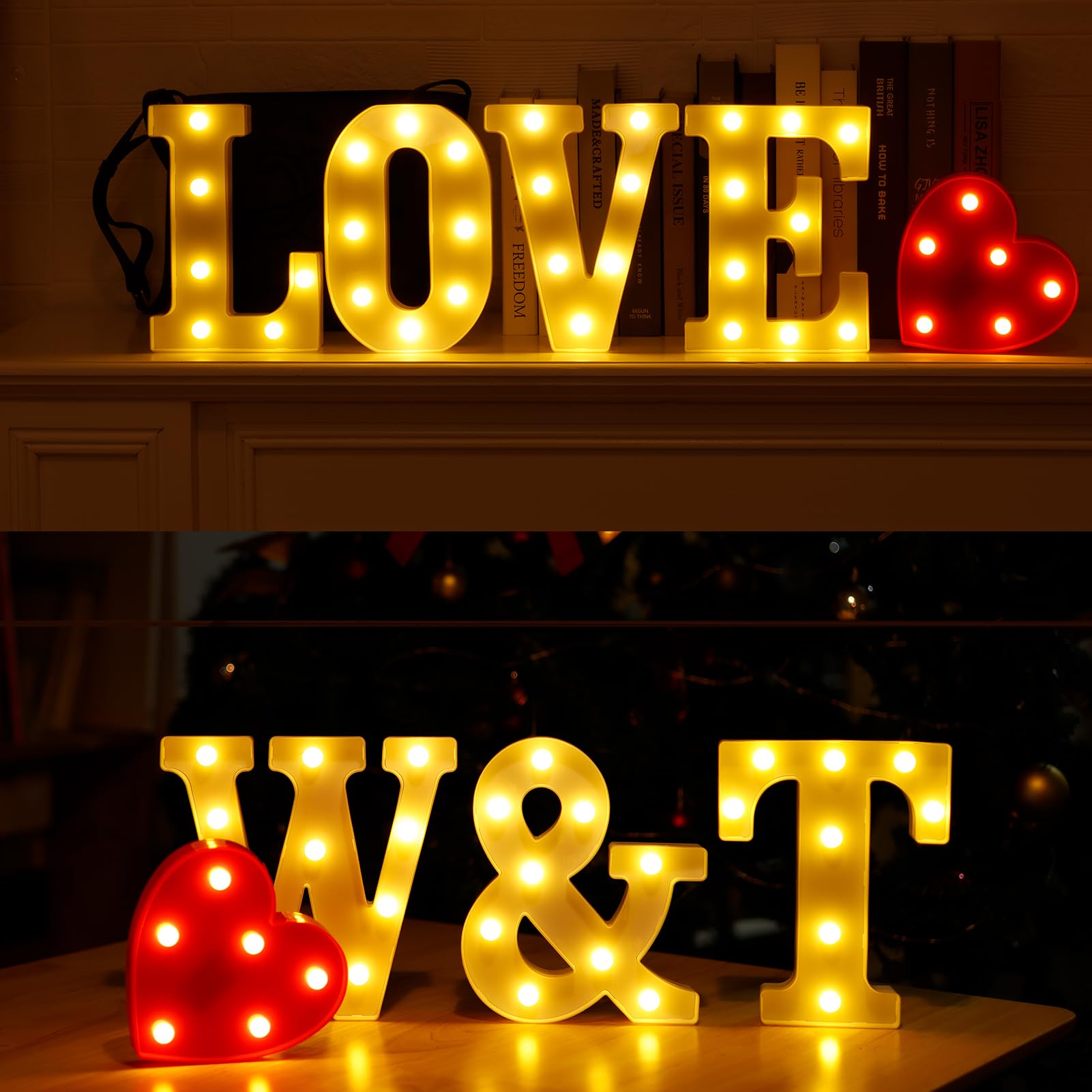 IFDGCTK LED Light Up Letters Sign, Decorative LOVE Marquee Lights, Battery Powered, White Plastic, Model IFDGCTK