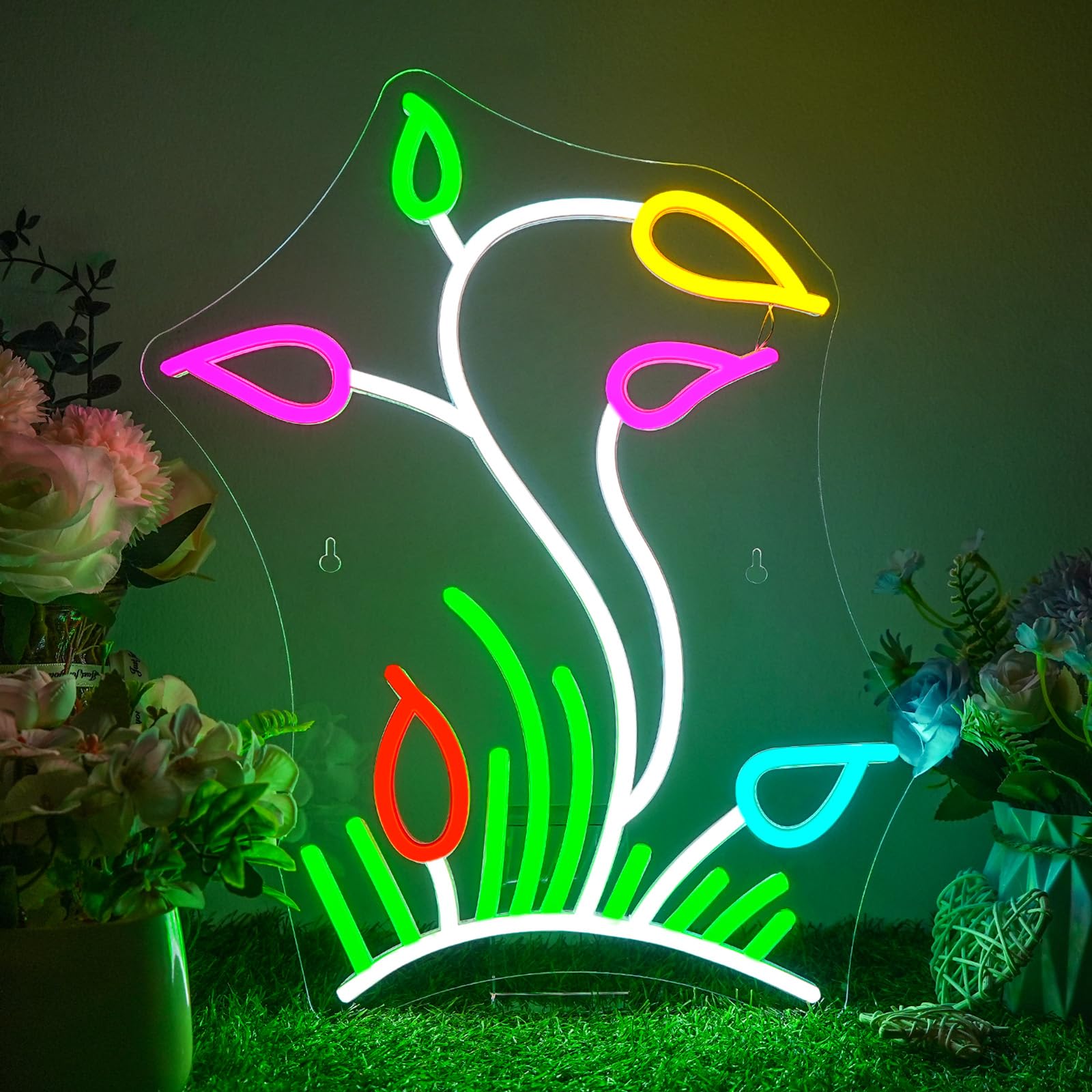 Dreamfort Flower Grasslands Neon Signs Tulips Led Neon Light For Wall Decor Flowers Shaped Light Up Sign For Bedroom  Christmas Gift  Shop  Teen Room  Lorists Dormitory