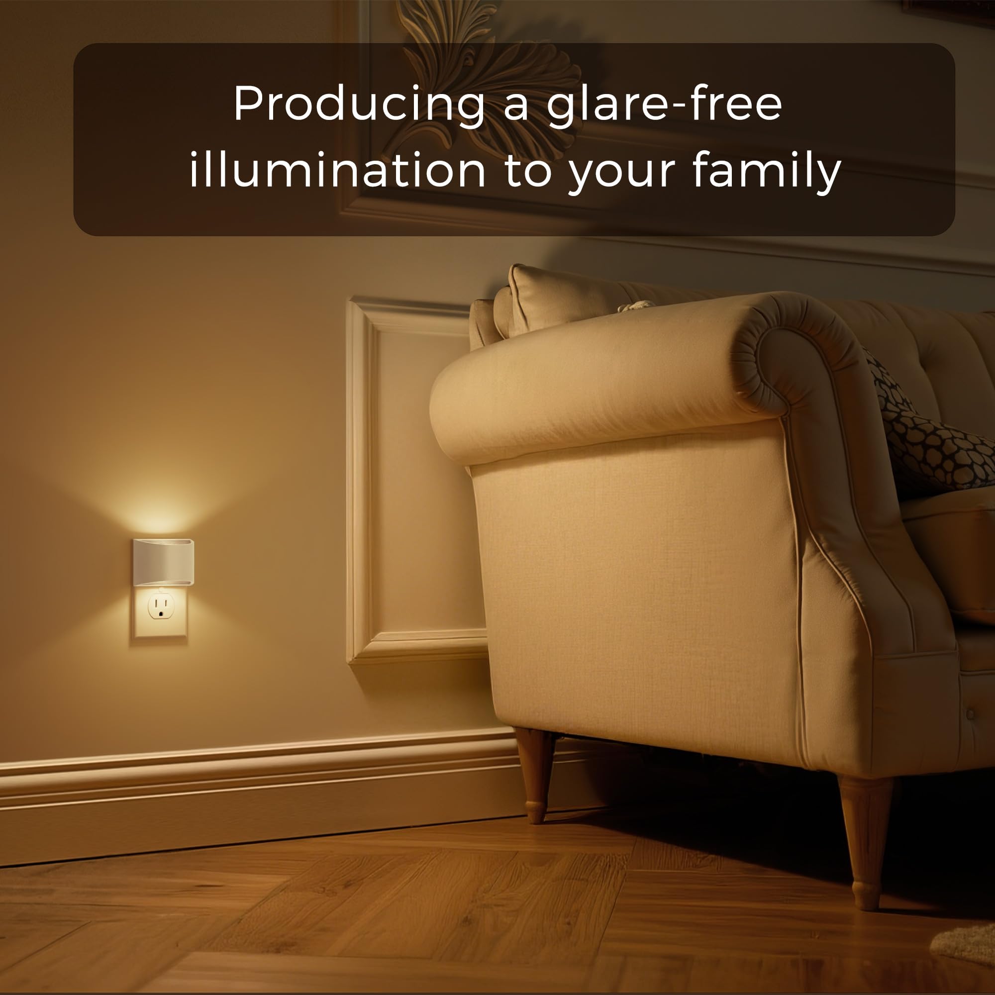 L LOHAS LED Night Lights, Adjustable 3CCT (1600K/3000K/5000K), 1W, Dusk to Dawn Sensor, 2 Pack, White Housing