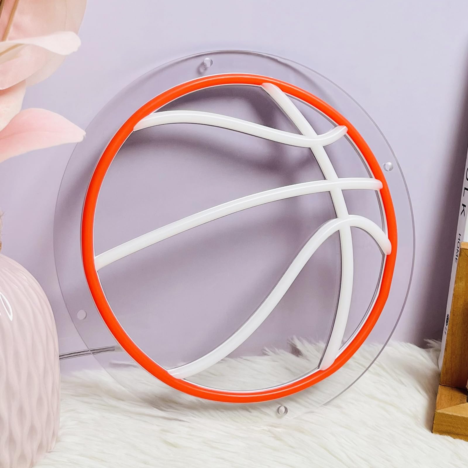 Mupanvid Basketball Neon Sign  9.84?9.84 Inch Basketball Led Neon Light  Powered By Usb With Dimmable Switch  Sport Led Sign For Wall Decor  Bedroom Birthday Signs Kids Gift