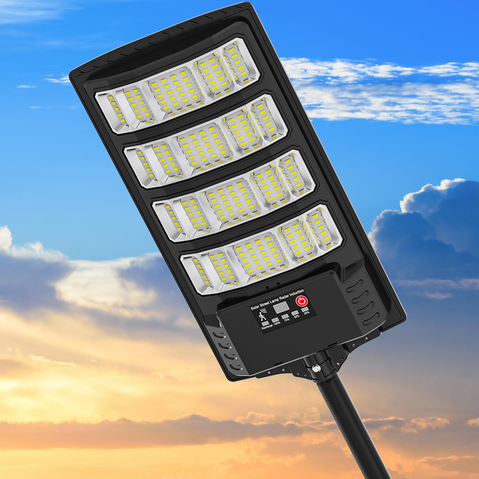 VowelsOne Solar Street Light 400W with Motion Sensor, Waterproof, 320° Wide Angle, Black, HG400W-1Pack