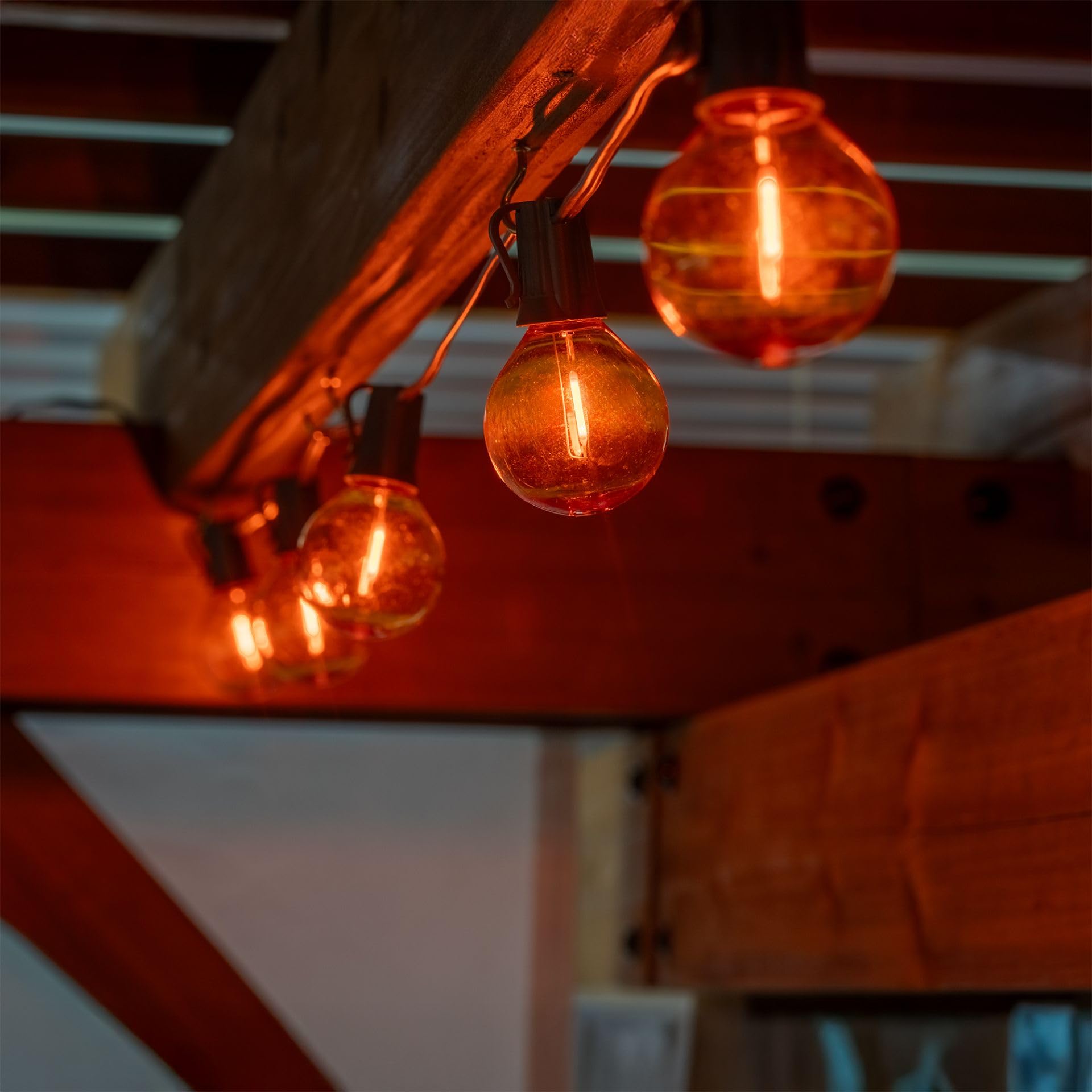 Novelty Lights 25 Pack Orange G40 Led Filament String Light Bulbs  E12/C7 Candelabra Base  5 Watt Equivalent  Shatterproof Replacement Bulbs For Patios  Canopy Lighting