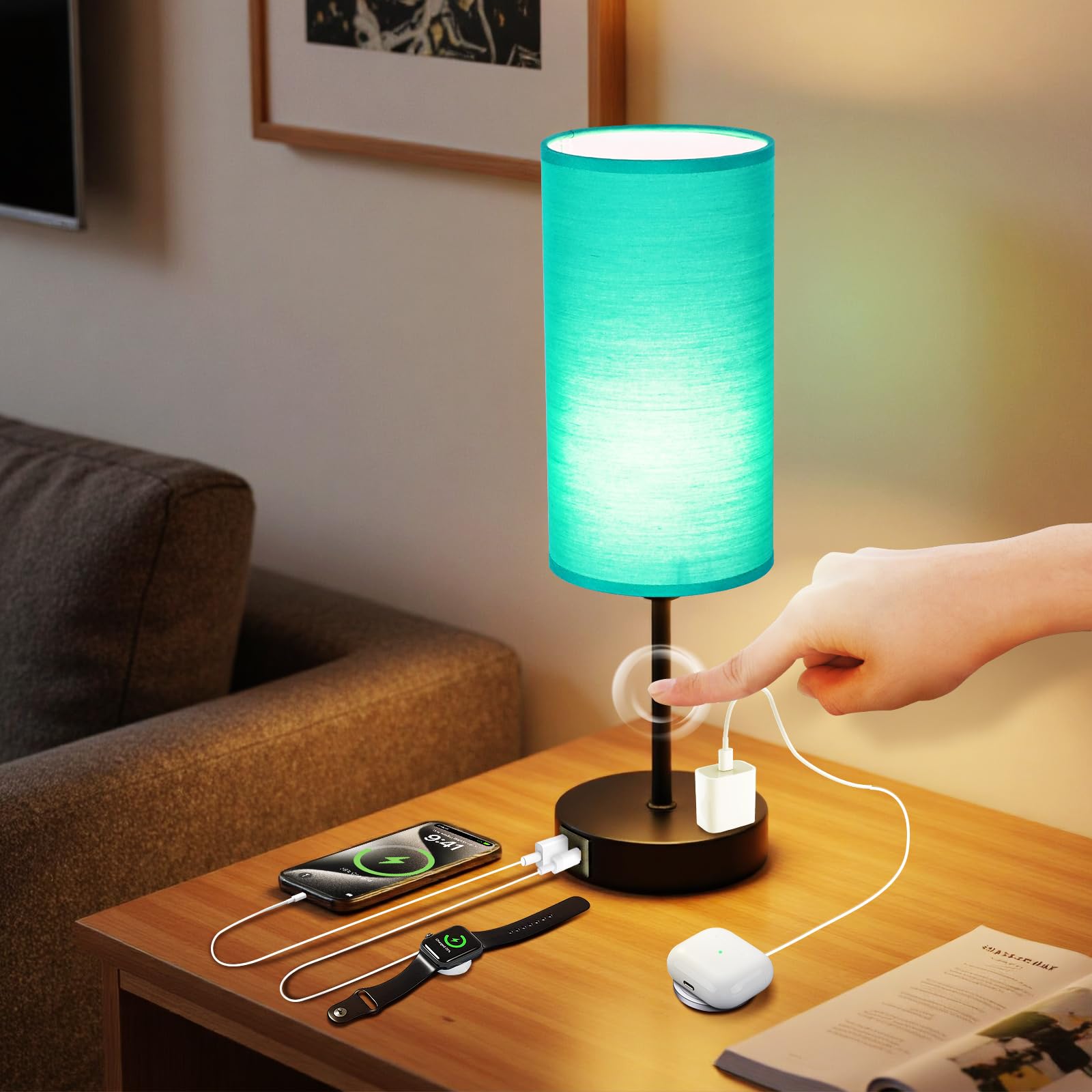 Gugsey Table Lamp With Usb Port - Desk Lamp, Green Touch Lamp, Bedside Lamps, 3 Way Dimmable Small Lamps For Bedroom, Nightstand
