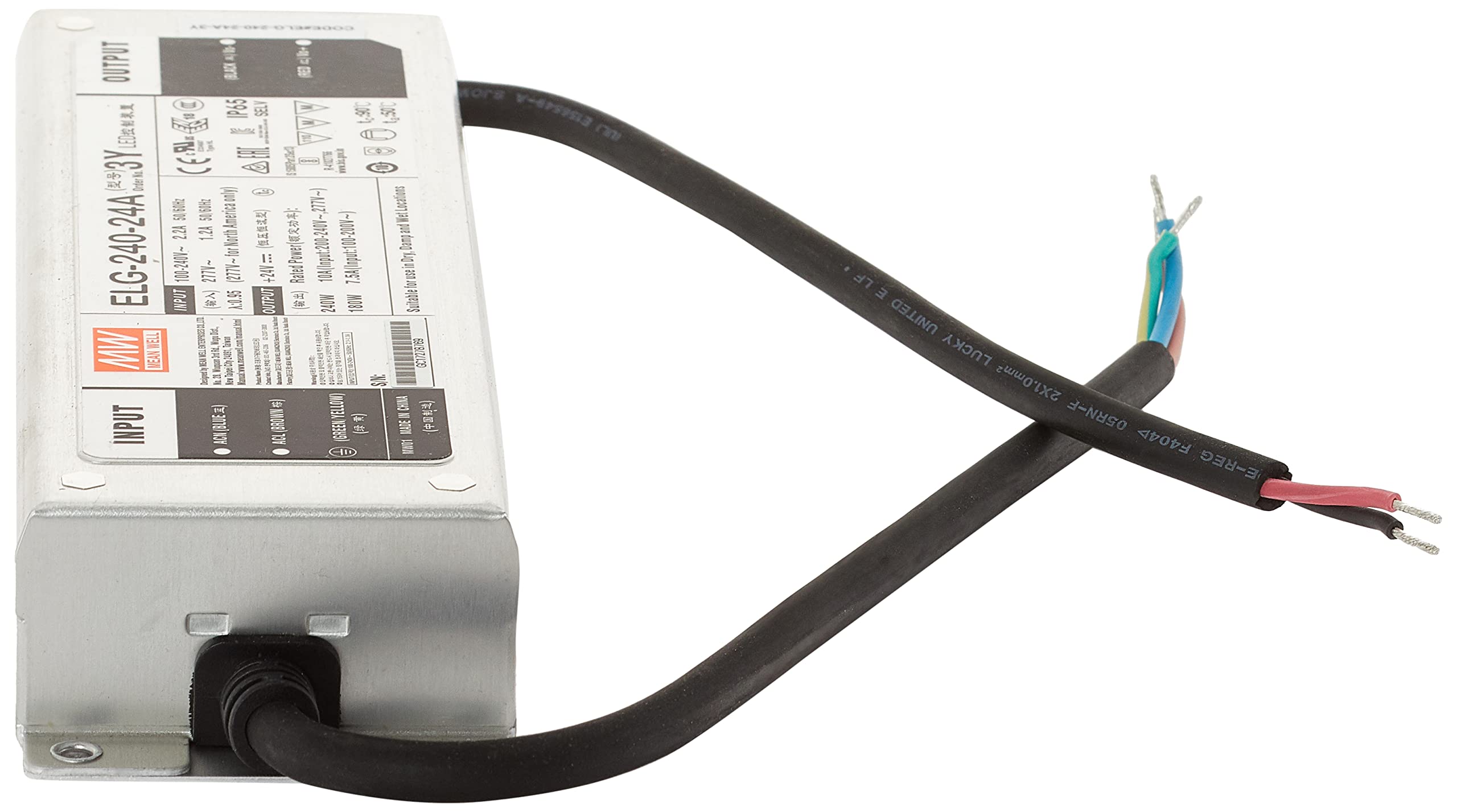 Mean Well Elg-240-24A-3Y Transformer, Led Driver, Constant Voltage, Constant Current 240 W, 5-10 A, 21.6