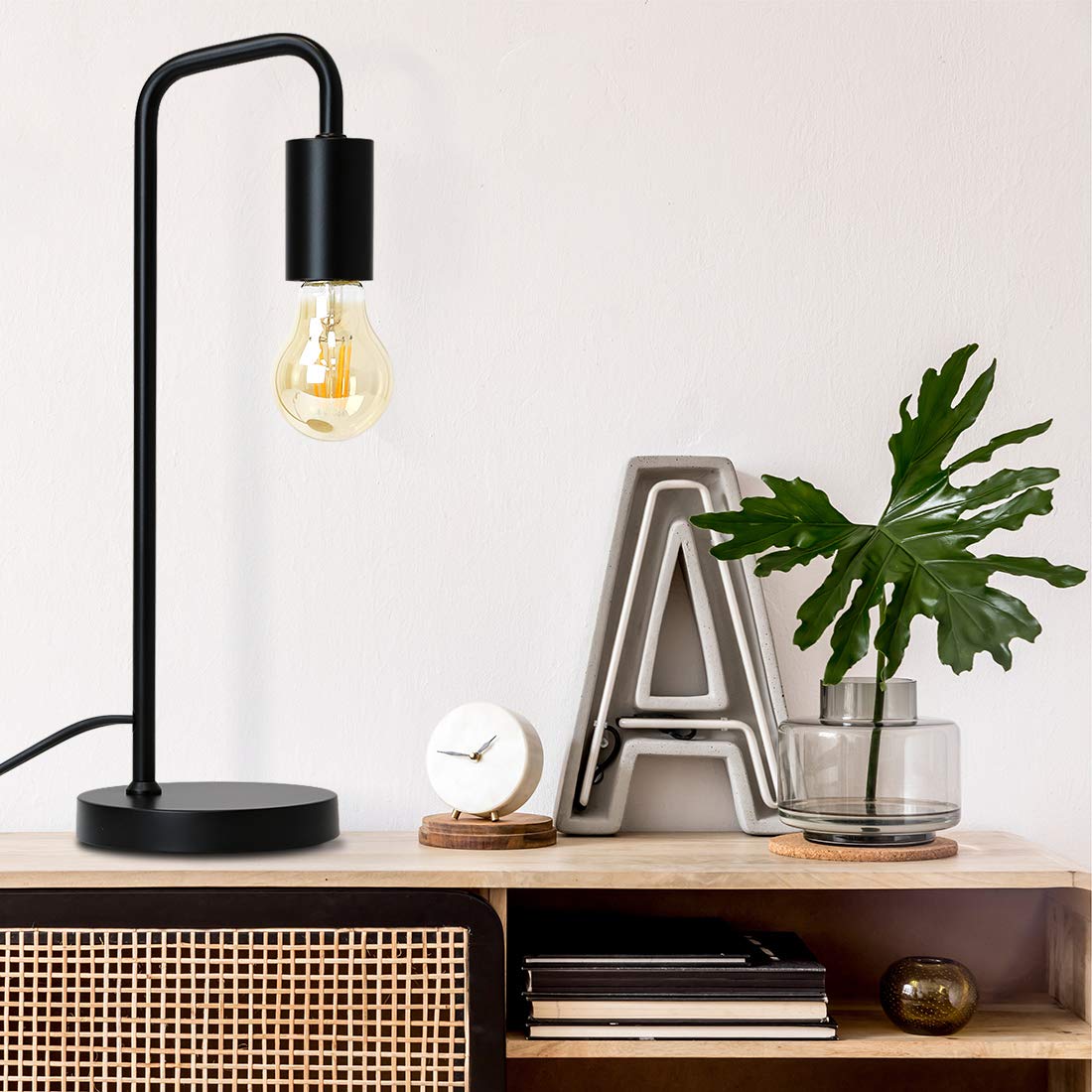 O'Bright Industrial Desk Lamp - Metal, UL Certified E26 Socket, Minimalist Design, Black, Model OB-DL07L