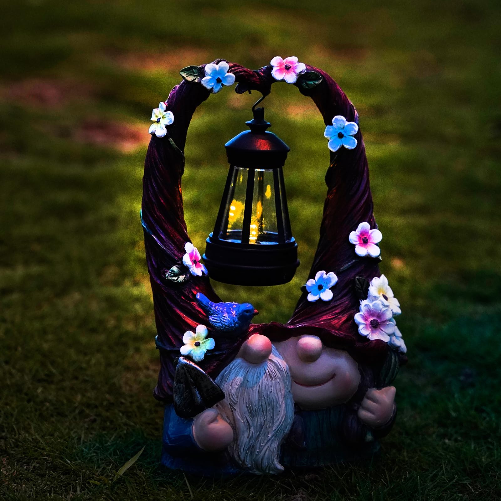 Joint Honglin Outdoor Couple Gnome Decorations With Solar Light Lantern Double Cute Gnomes Resin Statues Outdoor Decor Gifts For Valentine'S Day Anniversary(Couple Gnome)