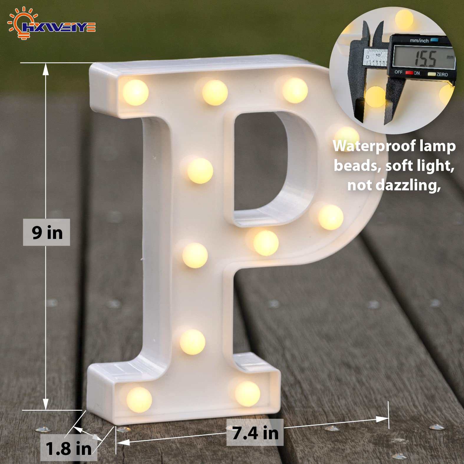 HXWEIYE LED Marquee Light Up Letter P, Warm White Plastic Sign for Party, Birthday, Bar, Battery Powered