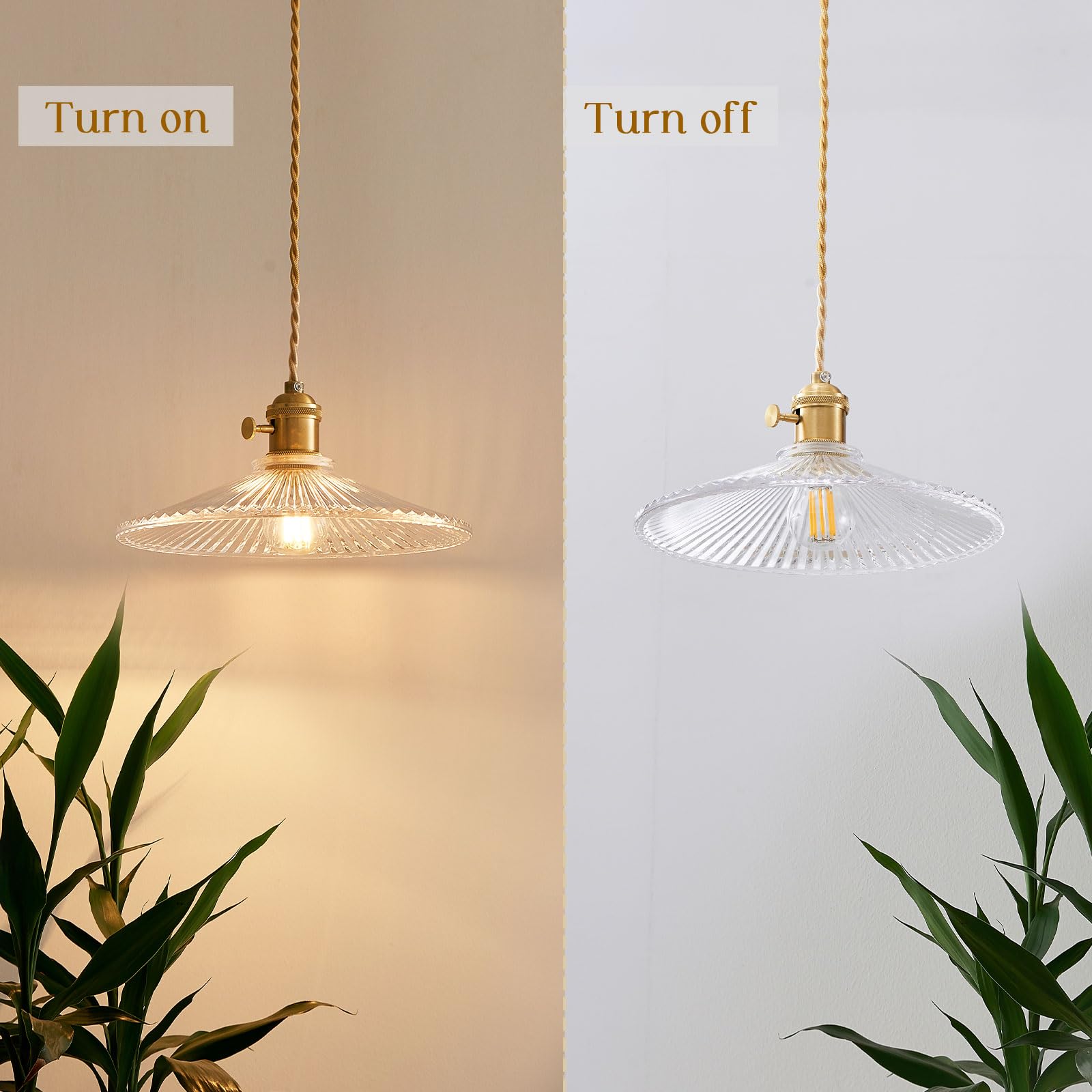 Oyisen Kitchen Pendant Lights, 9.1 Inch Clear Lampshade Hanging Pendant Light Golden Adjustable Pendant Lighting For Kitchen Isl