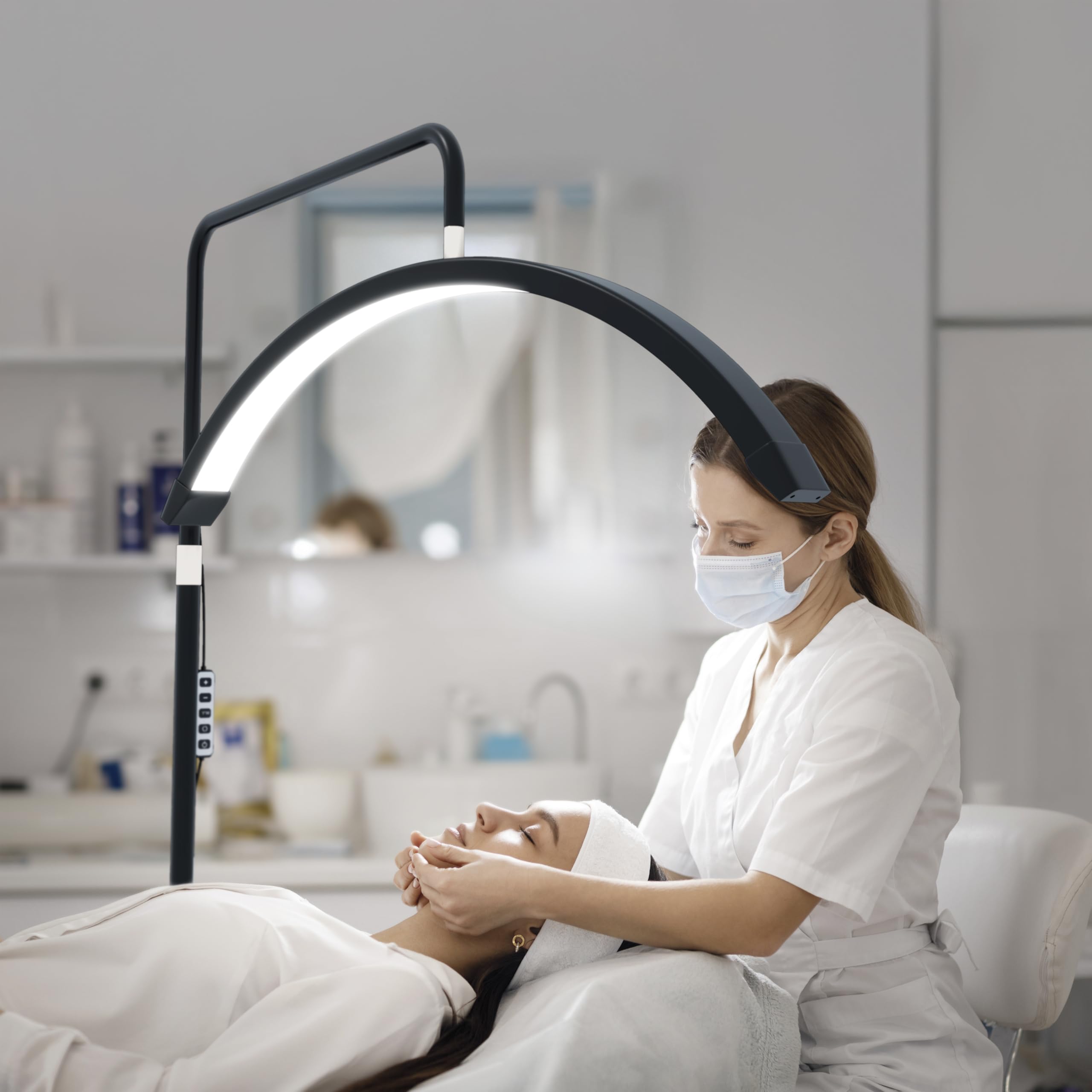 Hi_Friend 23 Inch Half Moon Lamp, Portable Esthetician Lash Light For Lash Tech, Bright Eyelash Extension Arched Led Floor Light