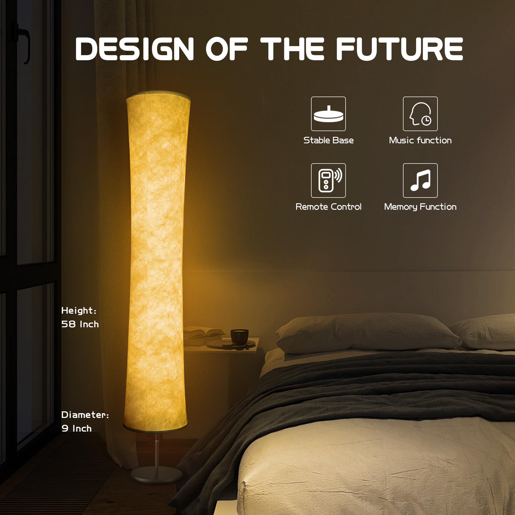 Torchlet RGB Color Changing Floor Lamp, Smart Alexa Control, Fabric Shade, Round Design for Living Room & Bedroom