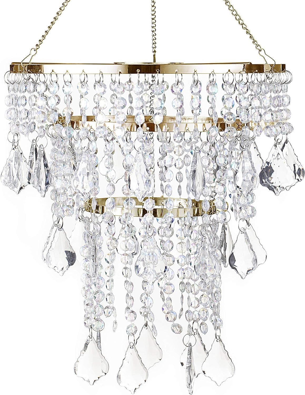 Sunli House Acrylic Chandeliers Lampshade - Mini Crystal Beaded Fixture - Pendant Ceiling Light Shade - For Wedding Bedroom Hallway Bathroom - Gold Chandelier H11.4X D9.84