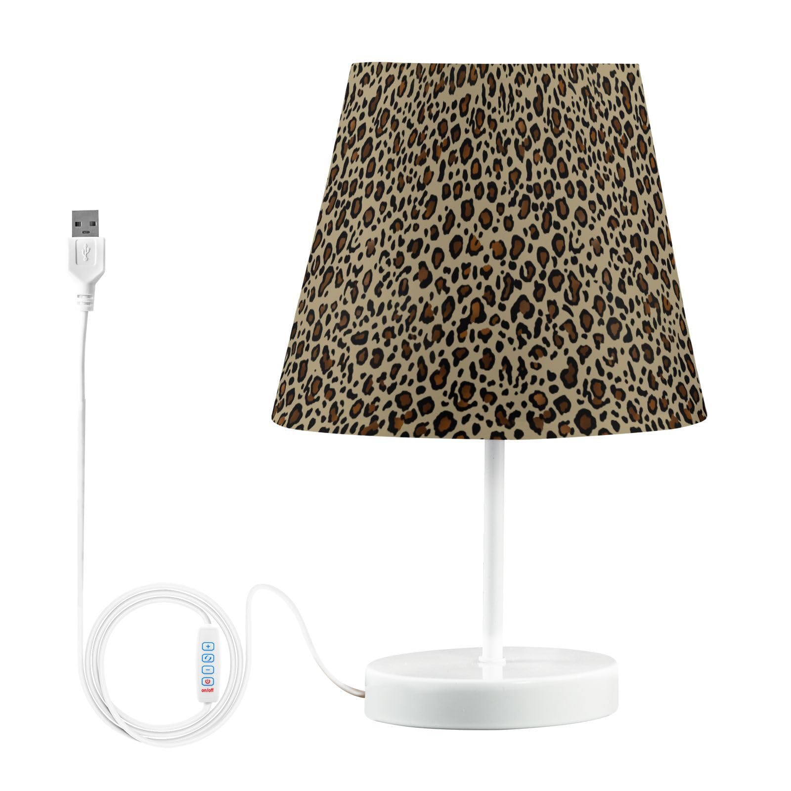 ALAZA Cheetah Leopard Print Animal Decor Bedside Table Lamp with USB Port 3 Color Temperatures LED Desk Lamp for Bedroom Office 