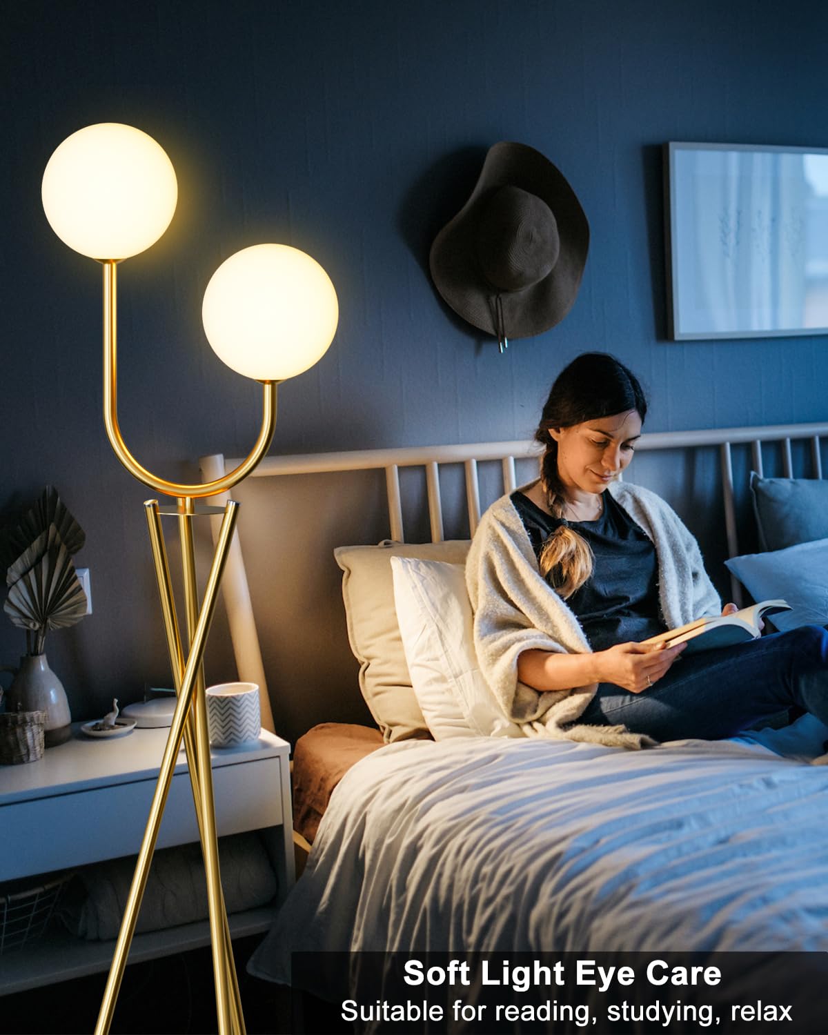 Lightdot Gold Floor Lamp Mid Century Tripod Floor Lamp With U-Stylish 2-Lights With 2Pcs 3000K G9 Bulbs Tripod Standing Lamps Wi