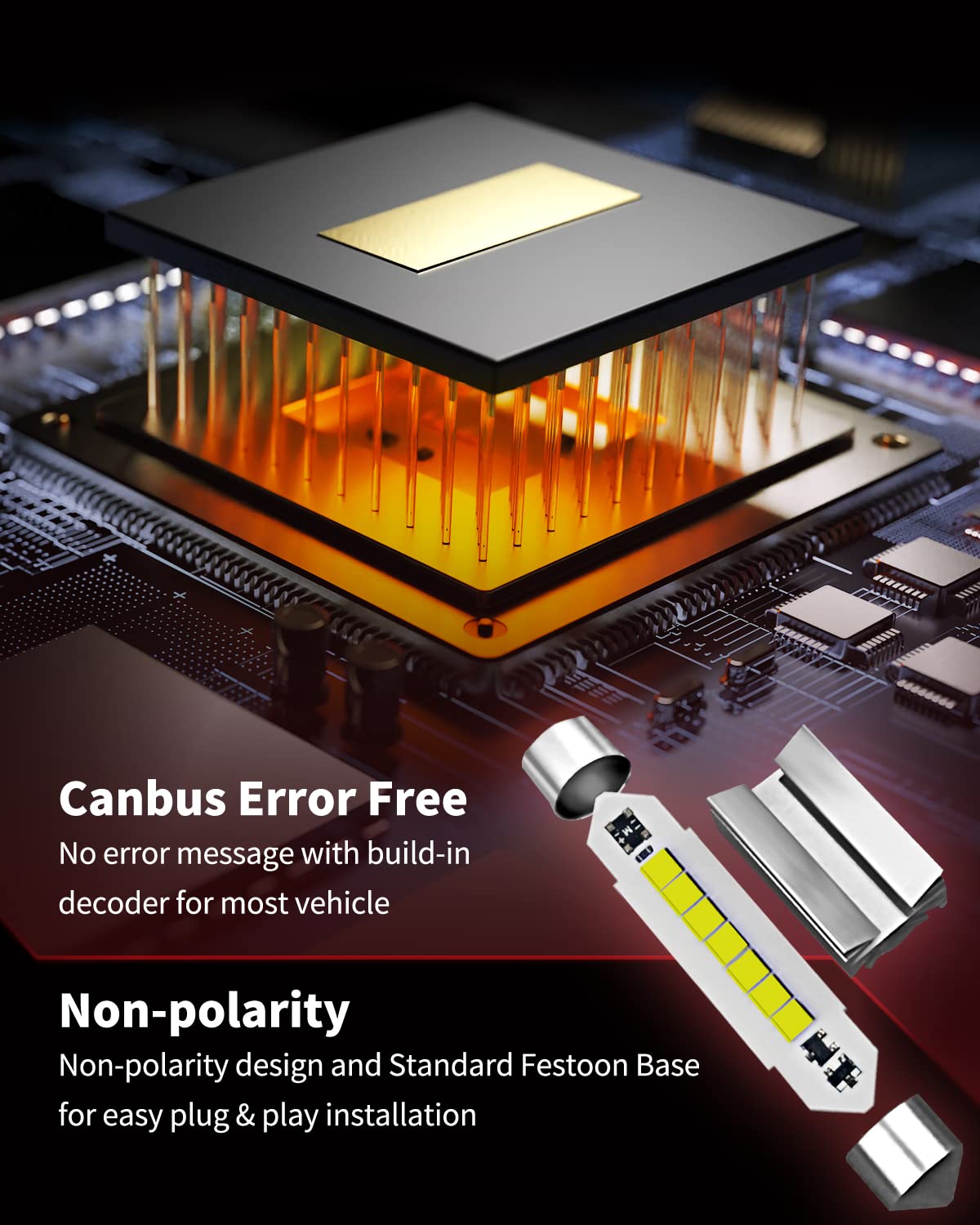 Lasfit 578 Led Bulb 42Mm Festoon 211-2 212-2 214-2 560 12844 Canbus Error Free 1.65 Inch Upgraded For Dome Map Door Interior Doo
