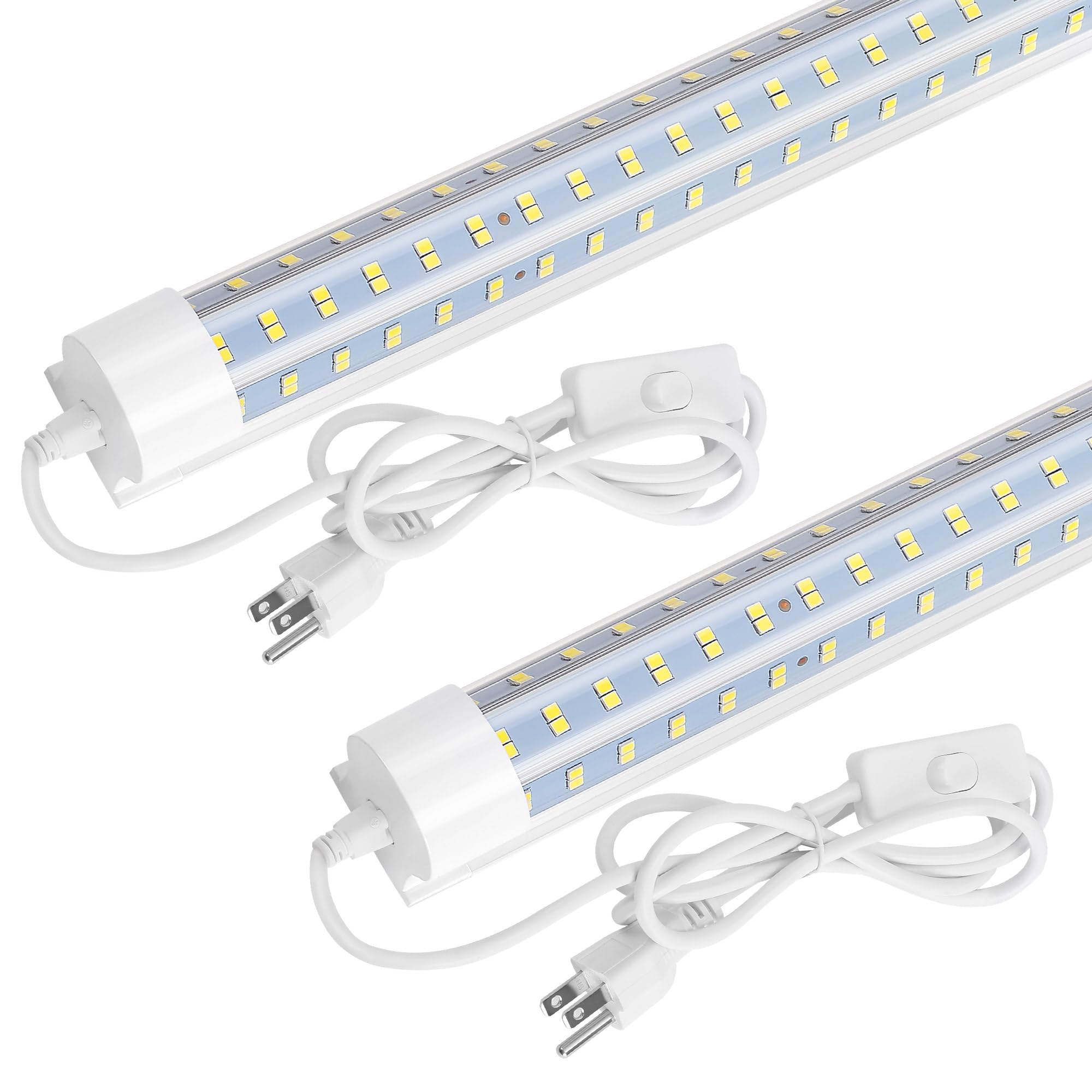 2-Pack 2FT LED Shop Light, 32W Ultra Bright 4,600LM, U-Shaped T8 Integrated Tube, 6500K, Linkable, Built-in Connector, Surface M