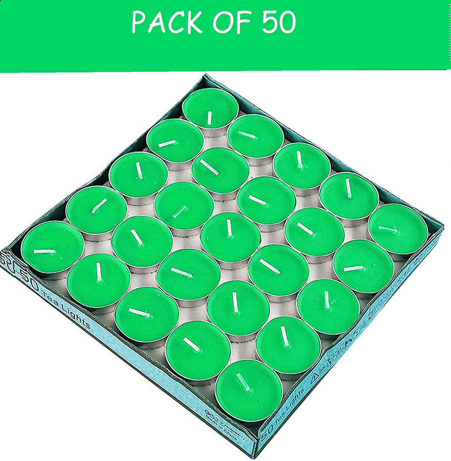 Ein Sof Unscented Tea Lights Candles | Green Paraffin Wax Tealight Candle Perfect for Home Decor | Long Lasting | 2 to 3 Hours B