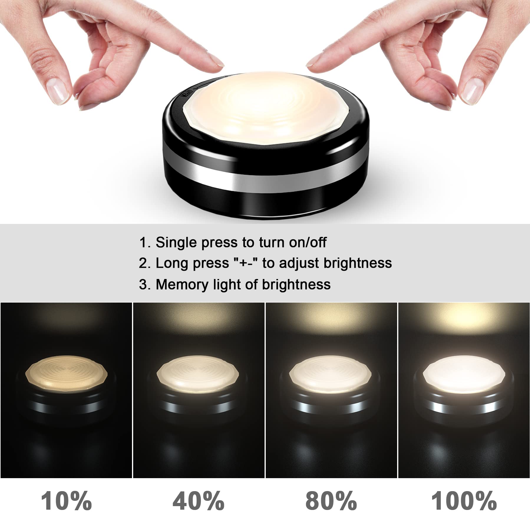 Starxing Puck Lights With Remote Control, Under Cabinet Lighting Dimmable Timer, Led Lights Battery Operated Powered For Kitchen