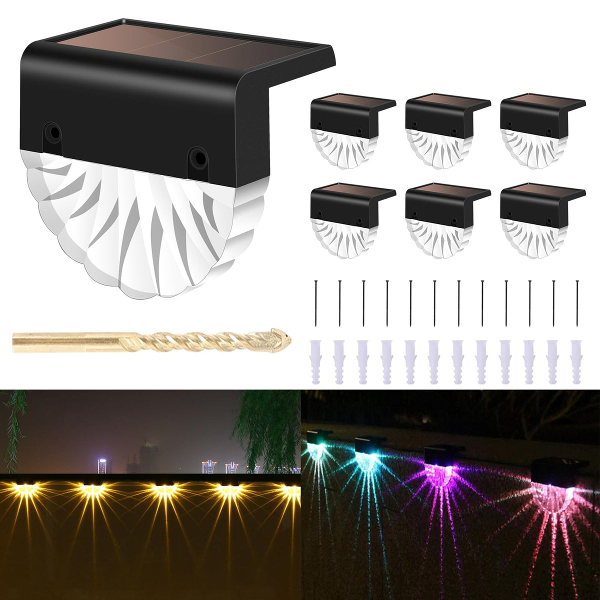 Solar Deck Lights,Fence Lights Outdoor Waterproof,Outside Step Lights Solar Outdoor Stair Lights For Garden,Patio,Stair,Driveway