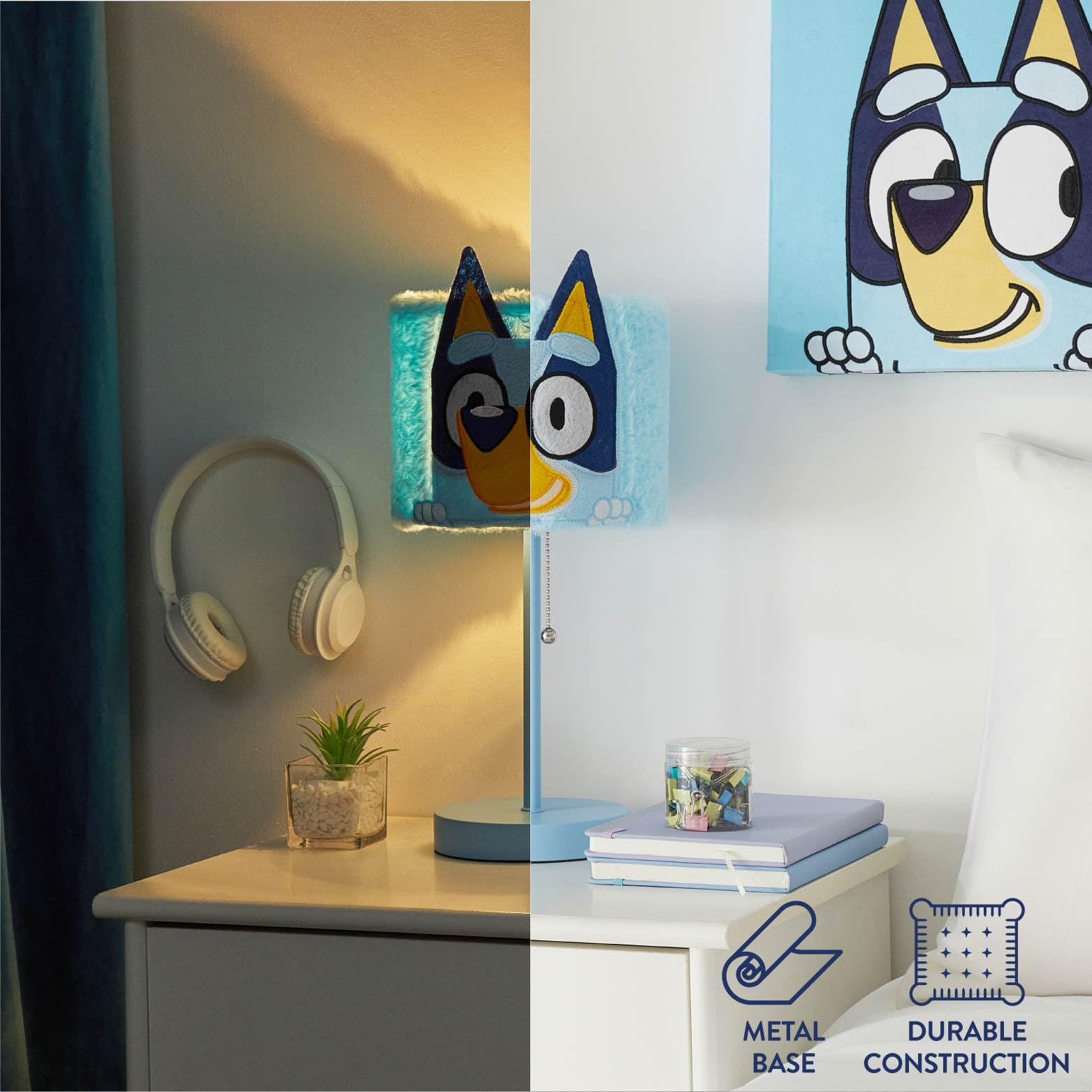 Idea Nuova Bluey Figural Table Lamp - Kids Night Light With Plush Shade, Cute Character Decor For Playrooms & Reading Nooks, Model Nk504025