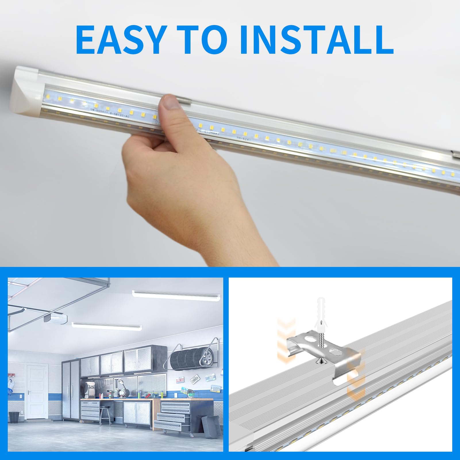 Cnsunway Led Shop Lights 2Ft  (6 Pack) 20W High-Efficiency Under Cabinet Lighting (6500K Cool White)  V-Shaped Linkable T8 Tube Light Fixtures - Shop Light For Workbench  Kitchen  Workshop  Etl Listed