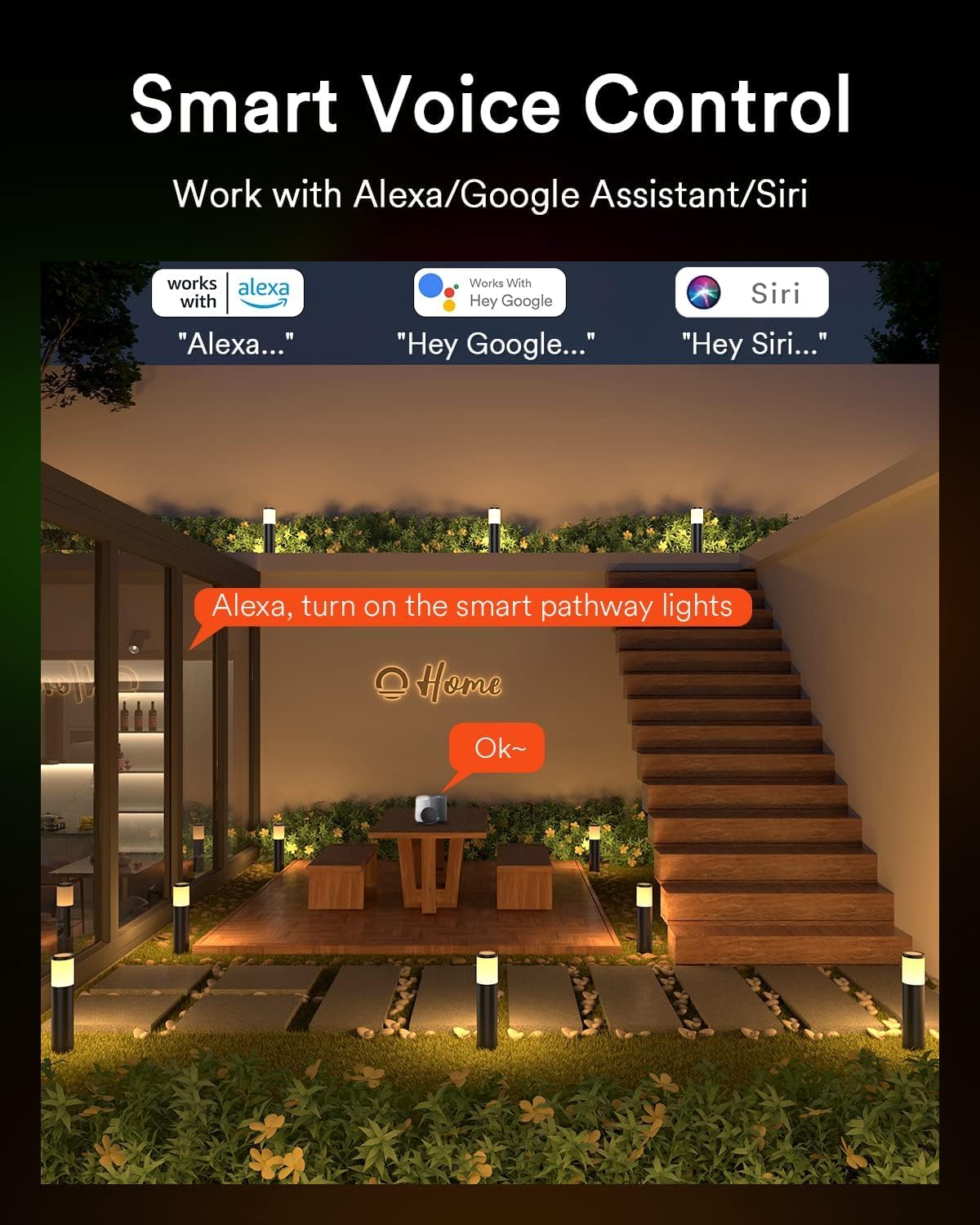 Lumary 6 Pack Smart Pathway Lights 2100LM, RGBAI/Cool/Warm White, Aluminum Wired Landscape Lighting IP65 Waterproof Works with W