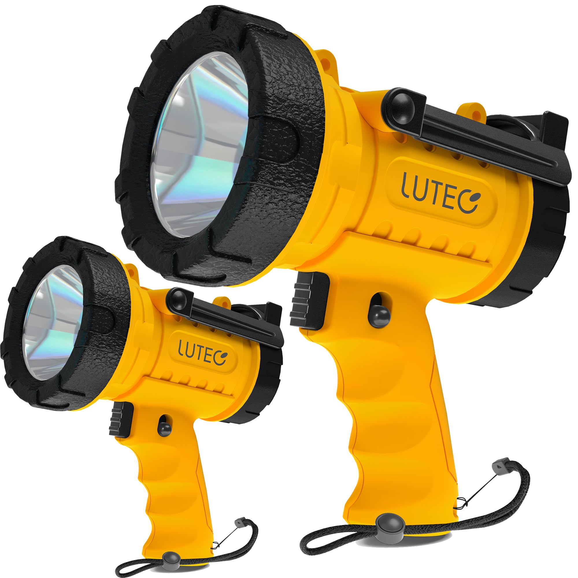 LUTEC 2 Pack Rechargeable Spotlight Flashlight 90,000 Lux Super Bright, IP67 Waterproof Rechargeable Spotlights Handheld with 4 
