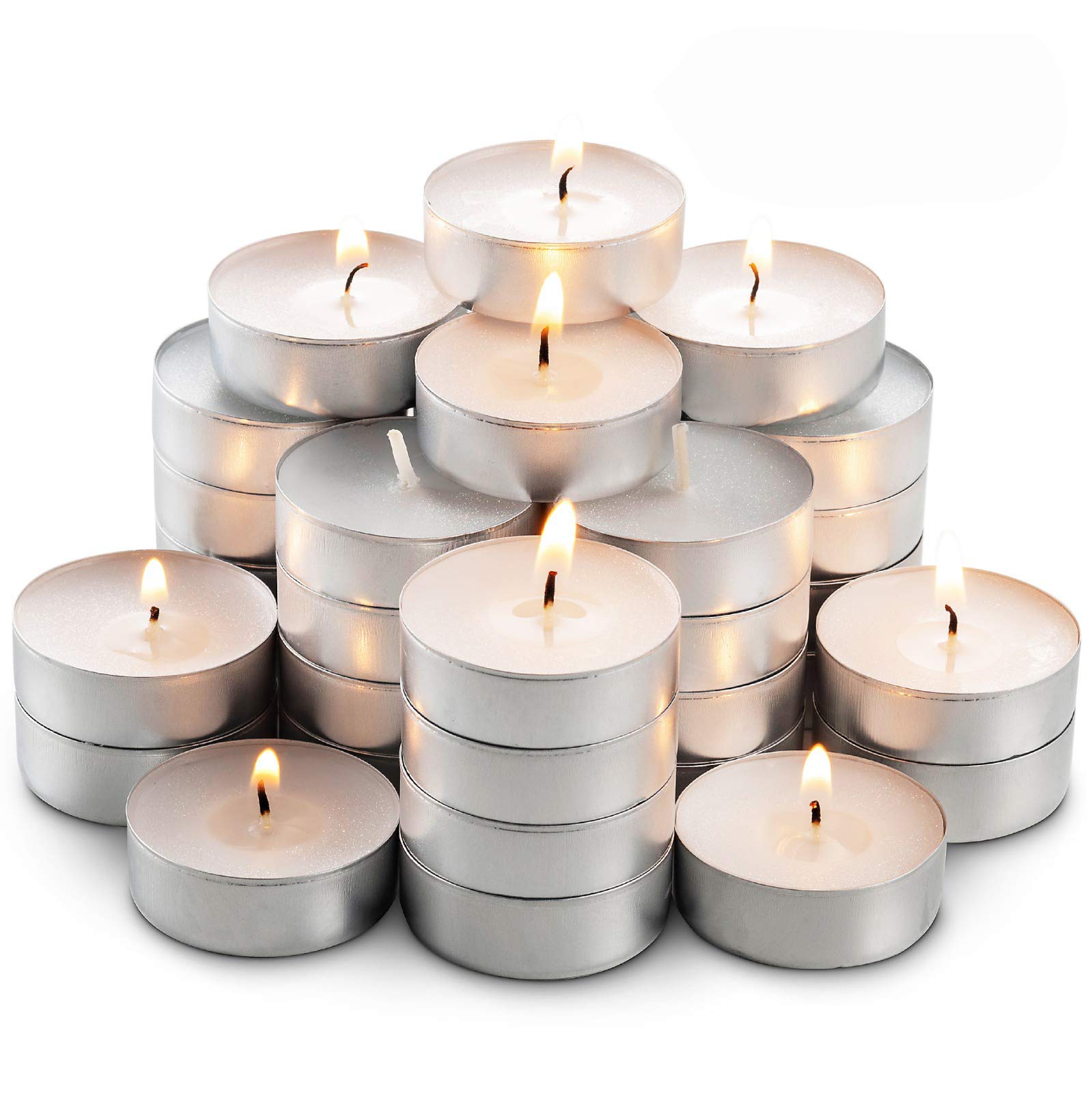 Montopack Unscented Tea Light Candles 45 Pack | 4 Hours, White, Smokeless, Dripless Small Votive Paraffin Tealights | Long-Lasting For Home, Shabbat, Weddings, Events, Emergencies | Mini Candles Bulk