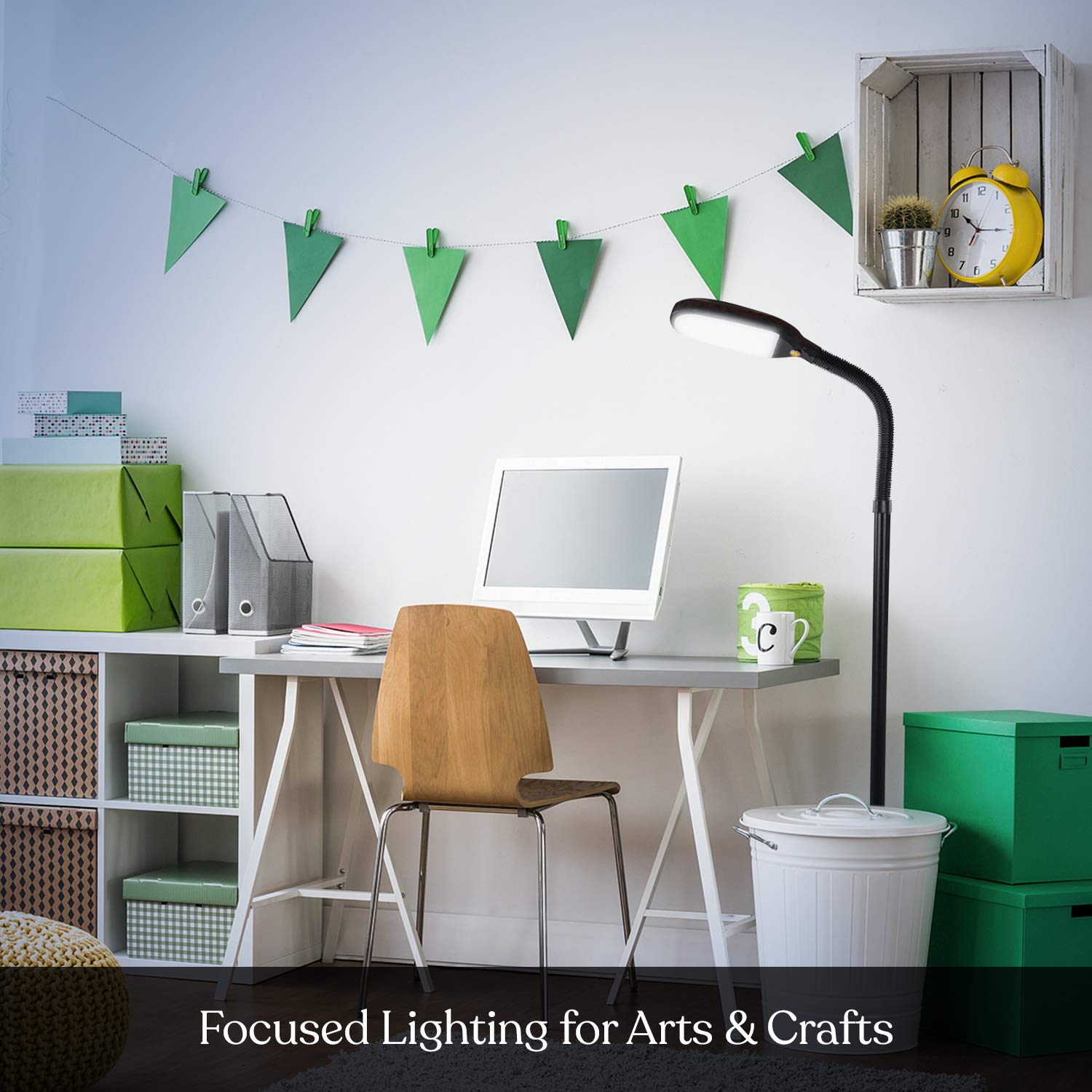 Brightech Litespan - Bright Led Floor Reading Lamp For Over Chair Crafts And Reading, Estheticians' Light For Lash Extensions, A