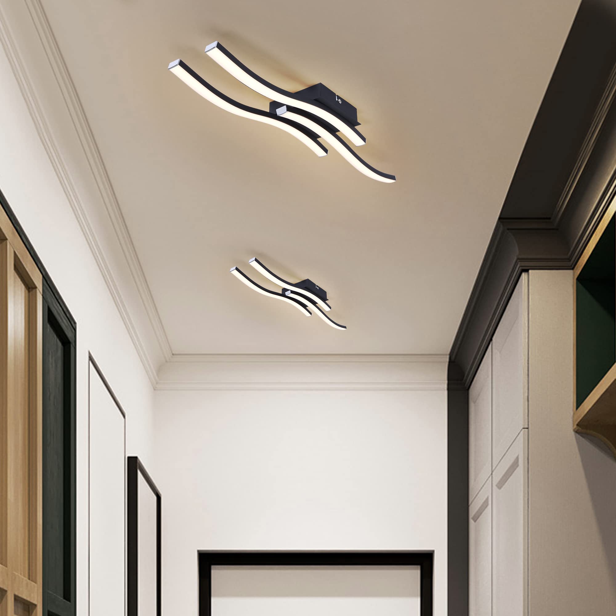 EDISLIVE Modern Dimmable LED Ceiling Light 3-Light 22.5in Black Metal Fixture 3000K Warm for Bedroom Foyer Kitchen