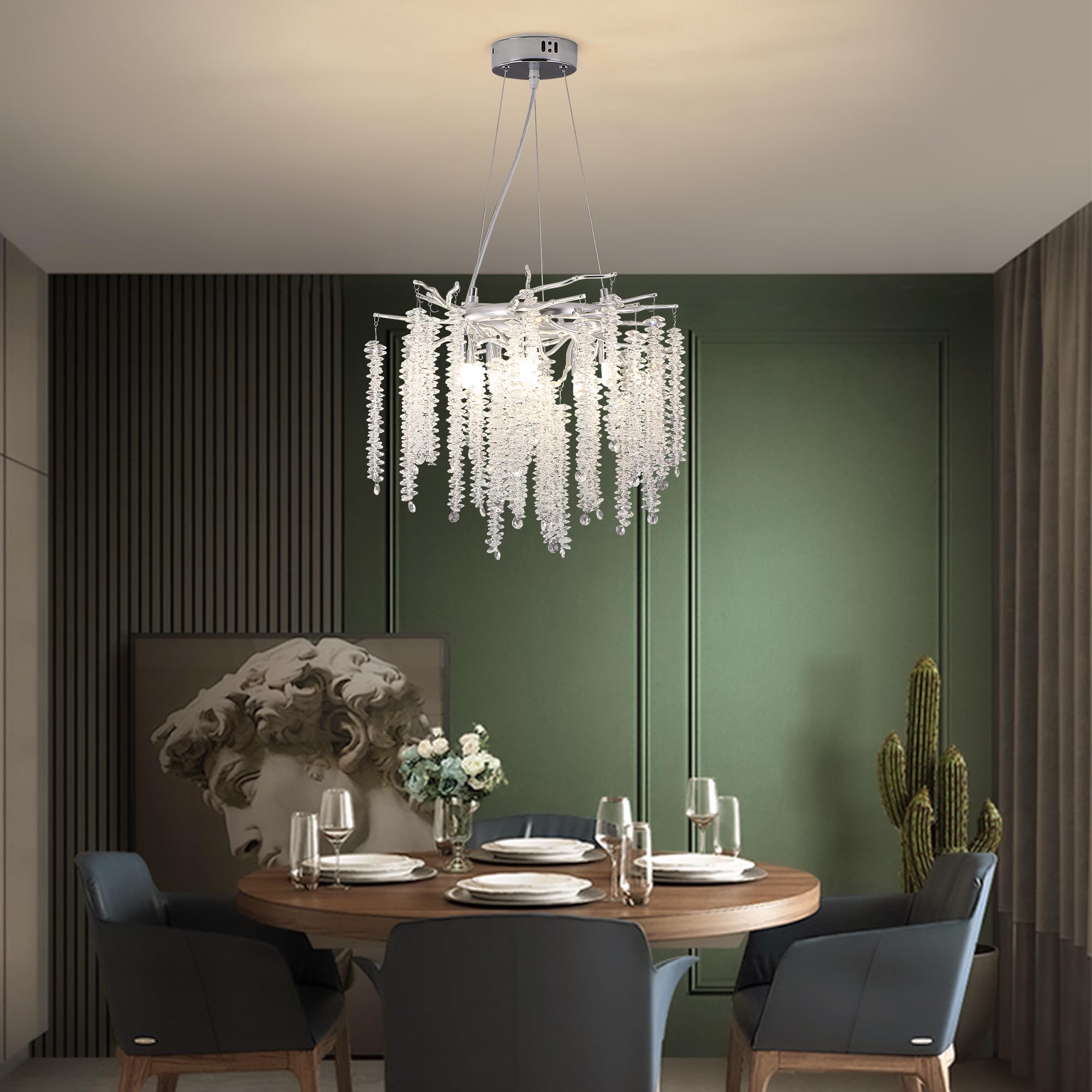 Upfelw Crystal Tree Branch Chandelier Gold D16, Modern Art Deco Raindrop Branch Chandelier Lighting Fixture For Kitchen Island D
