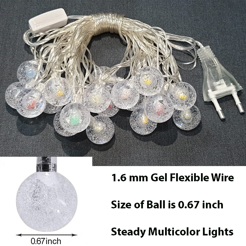 NOVALUC 20 Led Crystal Ball Fairy String Lights For Decoration Diwali Christmas Lights (13Ft,Steady Lights,Multicolor),4 meters