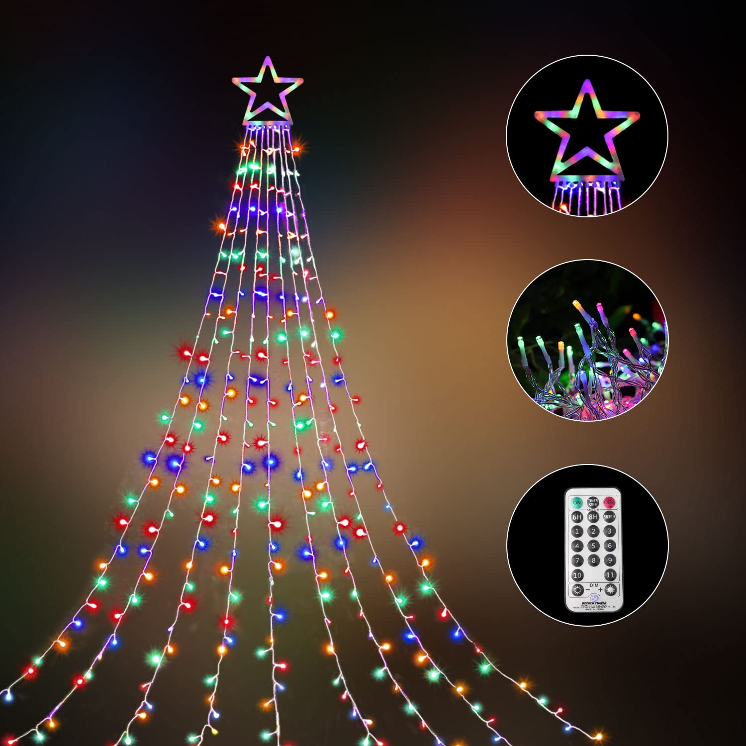 Miniao Color Changing Christmas Lights, 11 Modes, 320 Leds, Waterproof, Remote Control, 16.4Ft