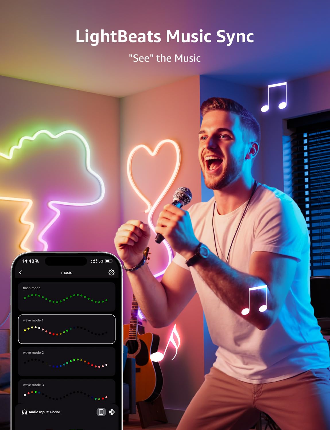 Lepro N1 AI Smart RGB Rope Lights, 9.84ft, Multicolor, Voice Control, Music Sync, Wi-Fi & Bluetooth