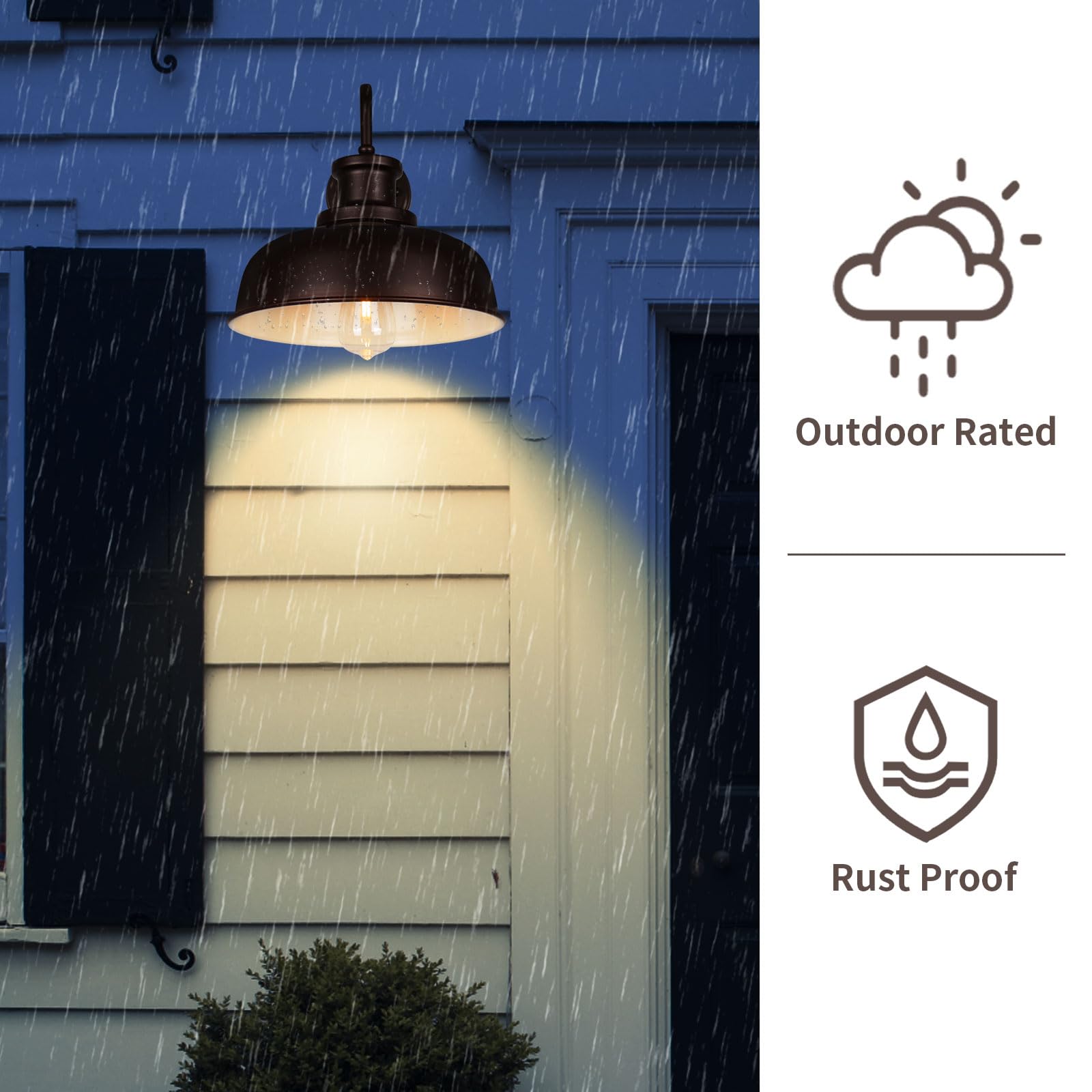 Diyel Solar Barn Light, Gooseneck Outdoor Wall Sconce, Metal, 1 Pack, Orb+White, Model RZSR007 OW