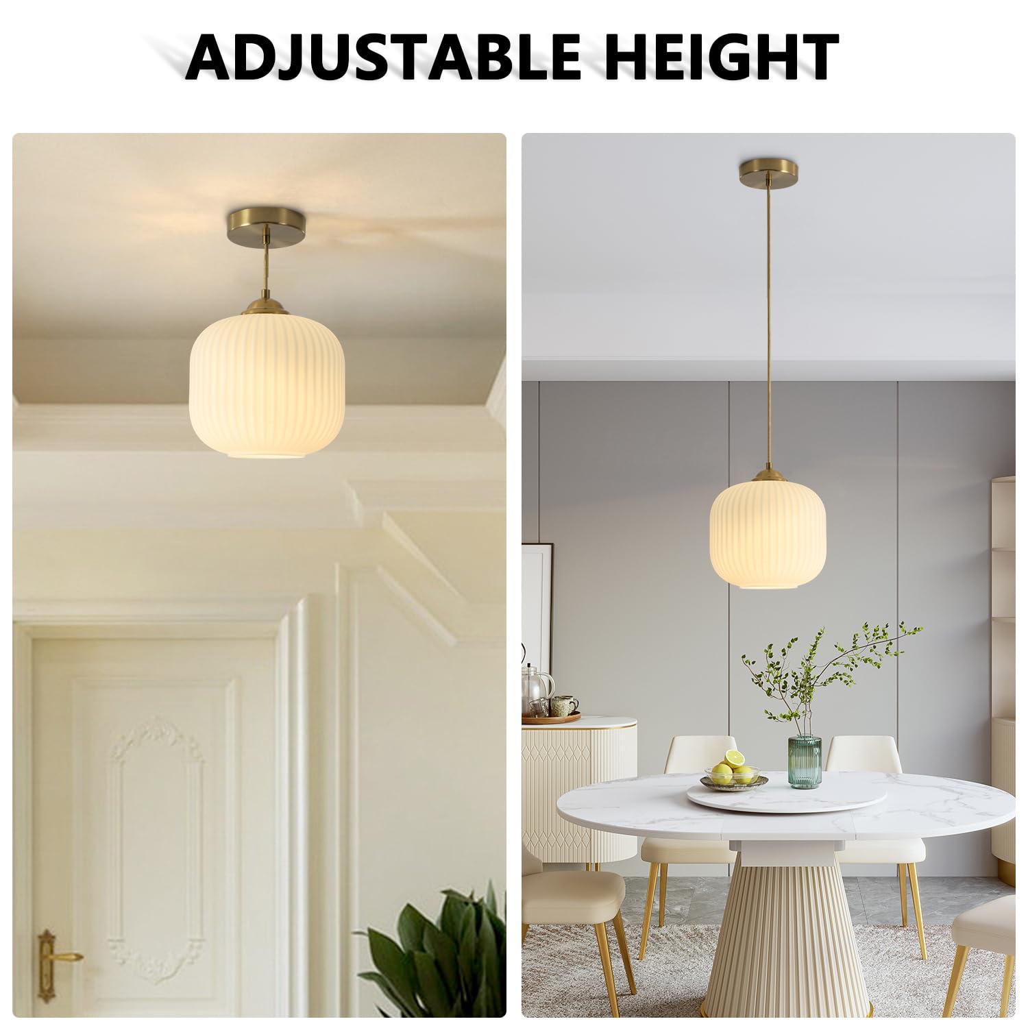 Kco Lighting Modern Gold White Glass Pendant Light Contemporary Brass Metal Kitchen Island Dining Pendant Light Industrial Large