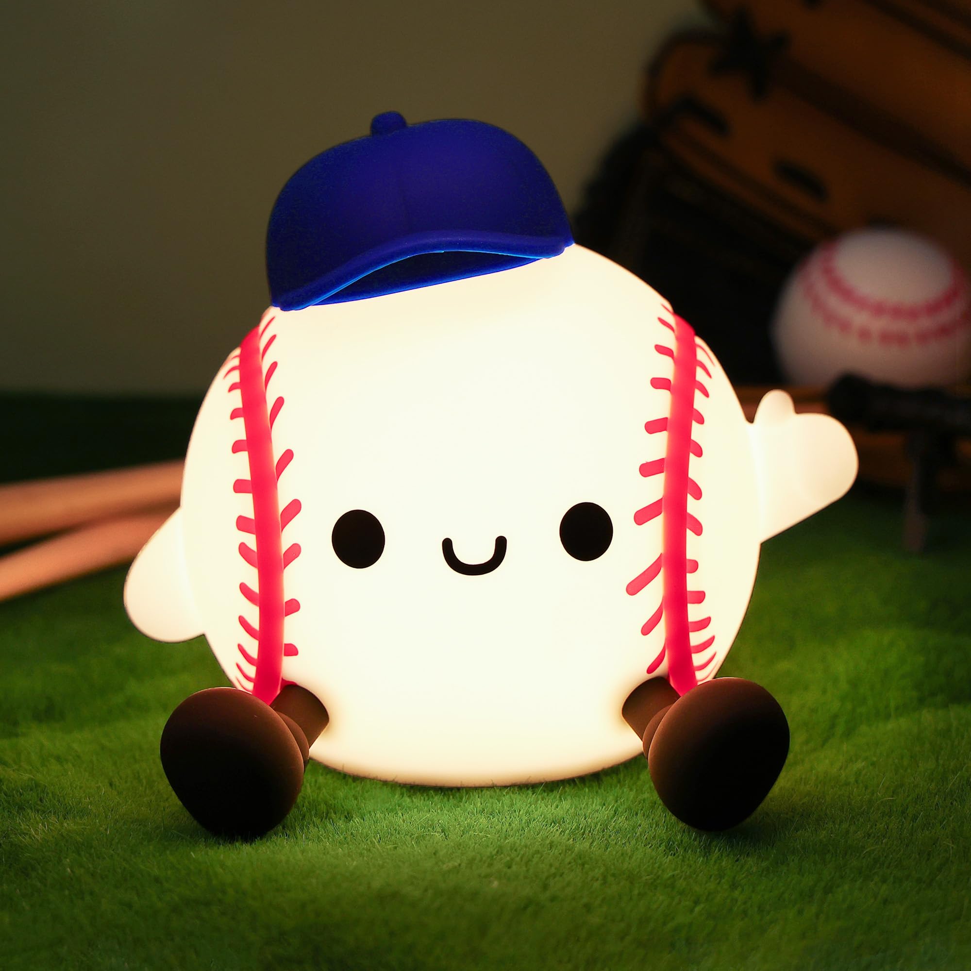 Attivilife Baseball Night Light  Baseball Gifts For Boys  Soft Silicone Nursery Bedroom Bedside Decor Dimmable Rechargeable Led Touch Lamp  Baby Kid Teen Sport Lover Athlete Birthday Christmas Gifts